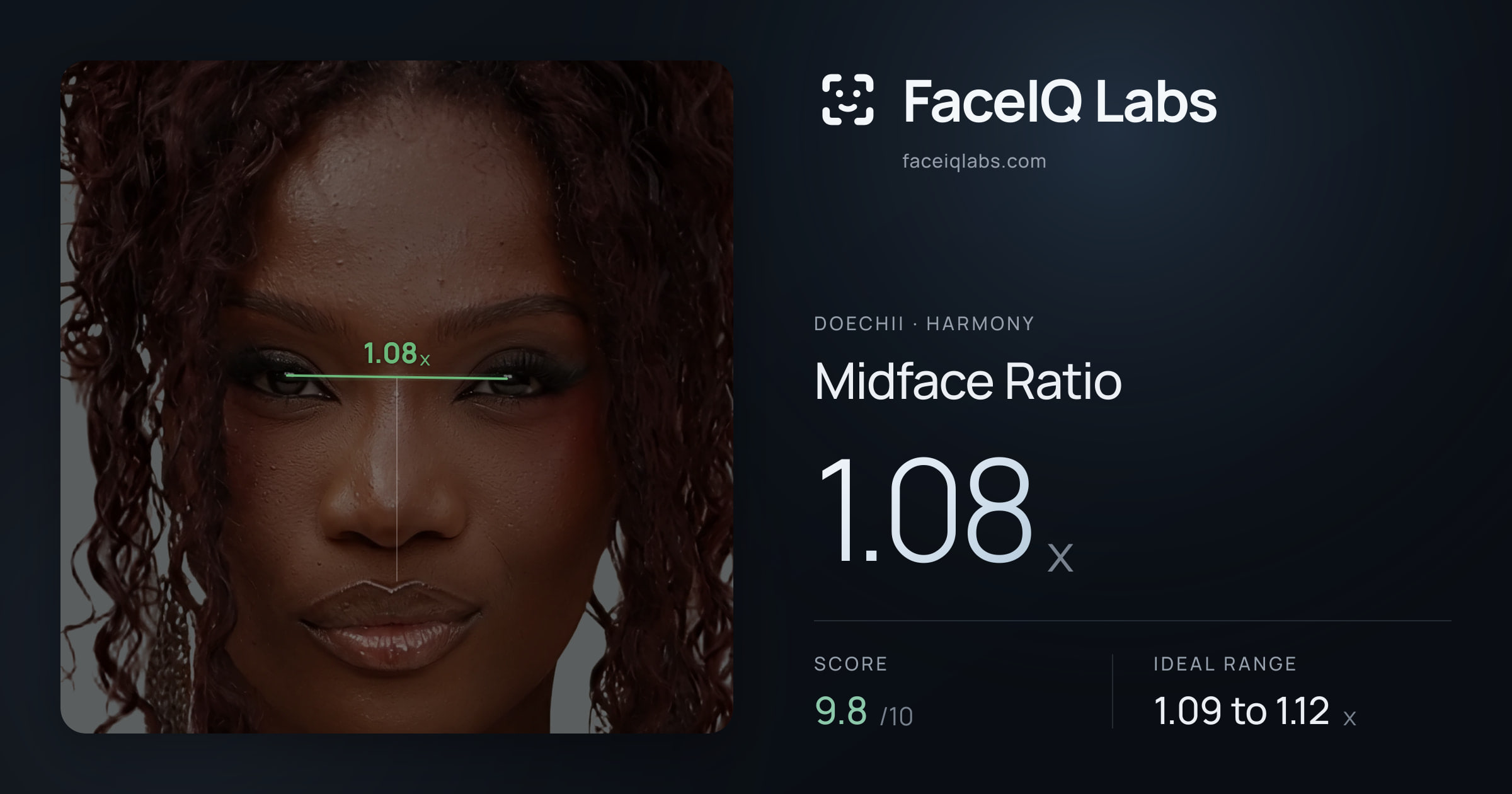 Doechii Midface Ratio: 1.08x, drawn on the photo