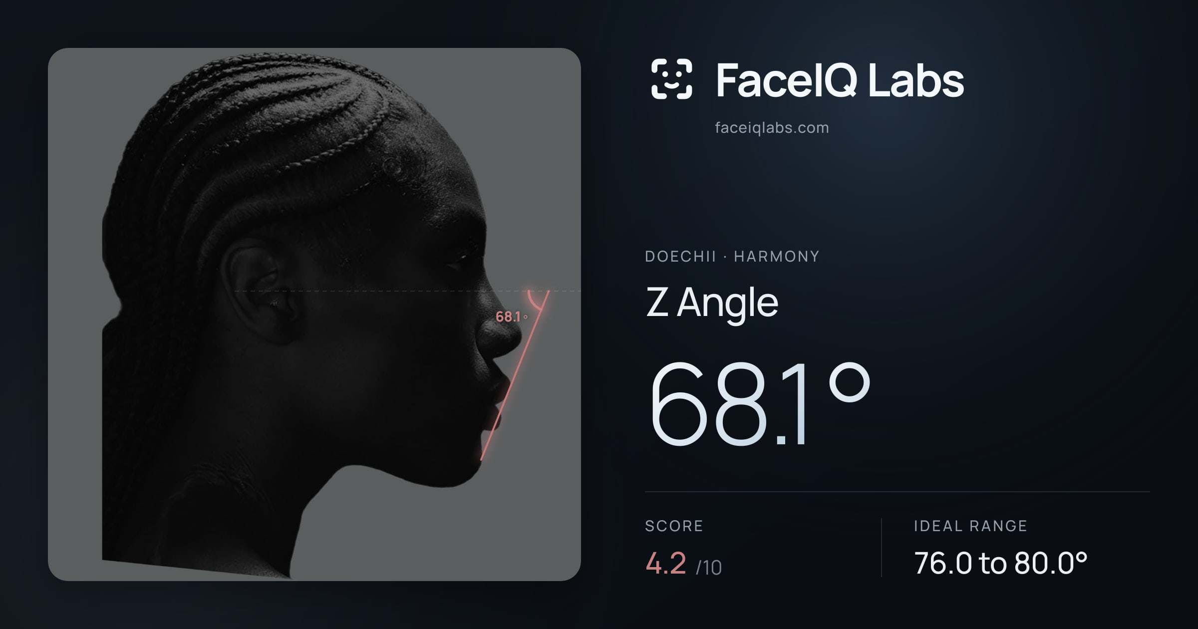 Doechii Z Angle: 68.1°, drawn on the photo