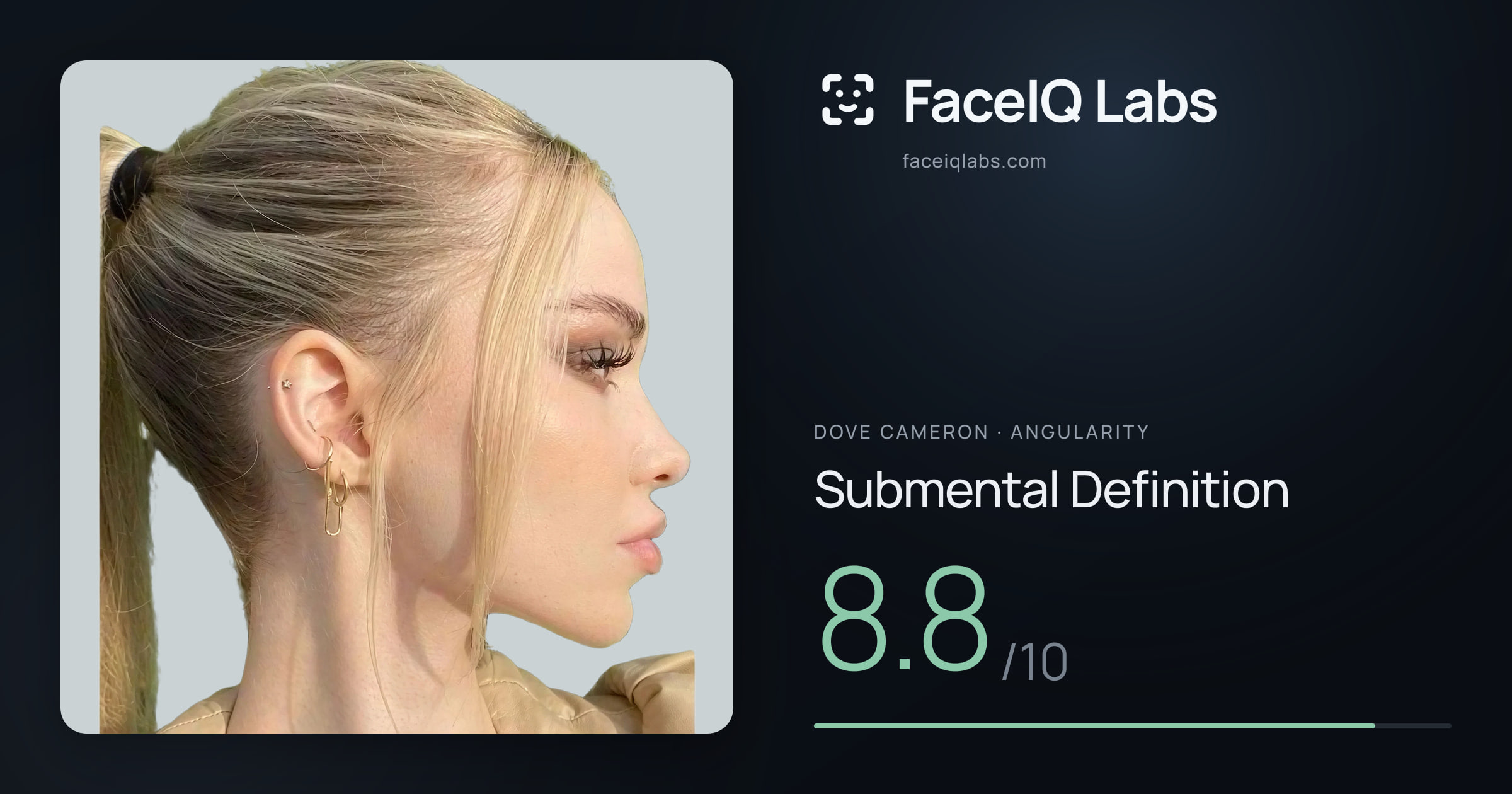 Dove Cameron Submental Definition: 8.8/10, drawn on the photo