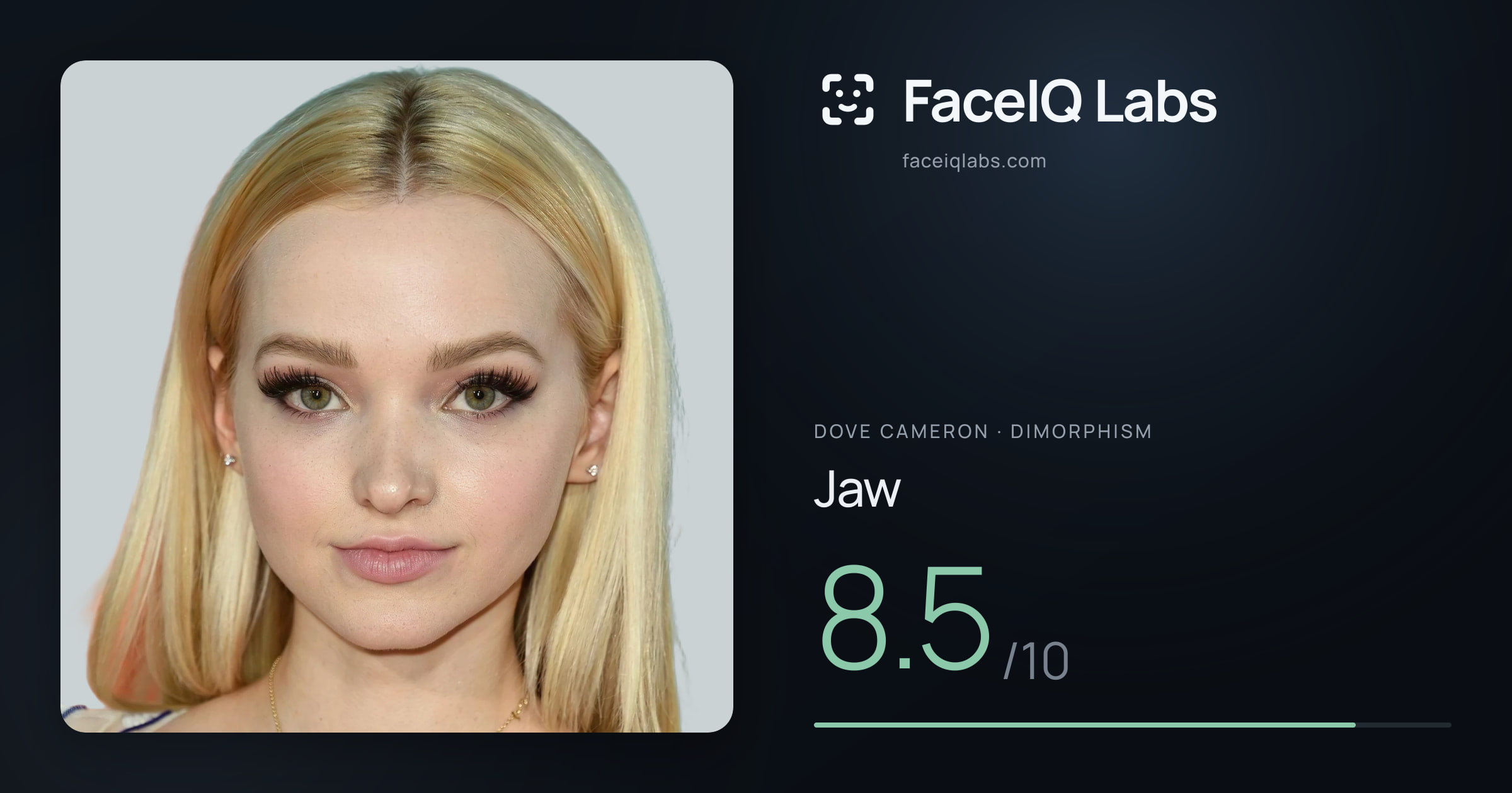 Dove Cameron Jaw: 8.5/10, drawn on the photo