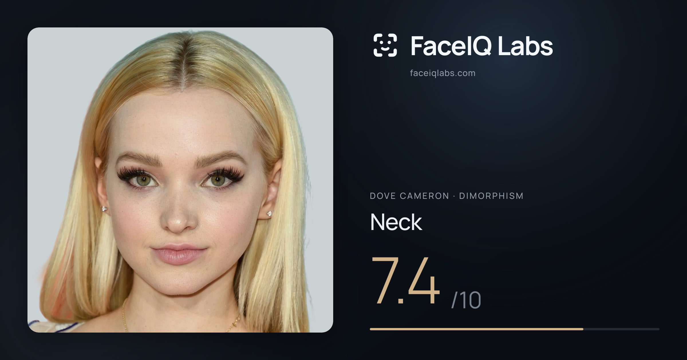 Dove Cameron Neck: 7.4/10, drawn on the photo