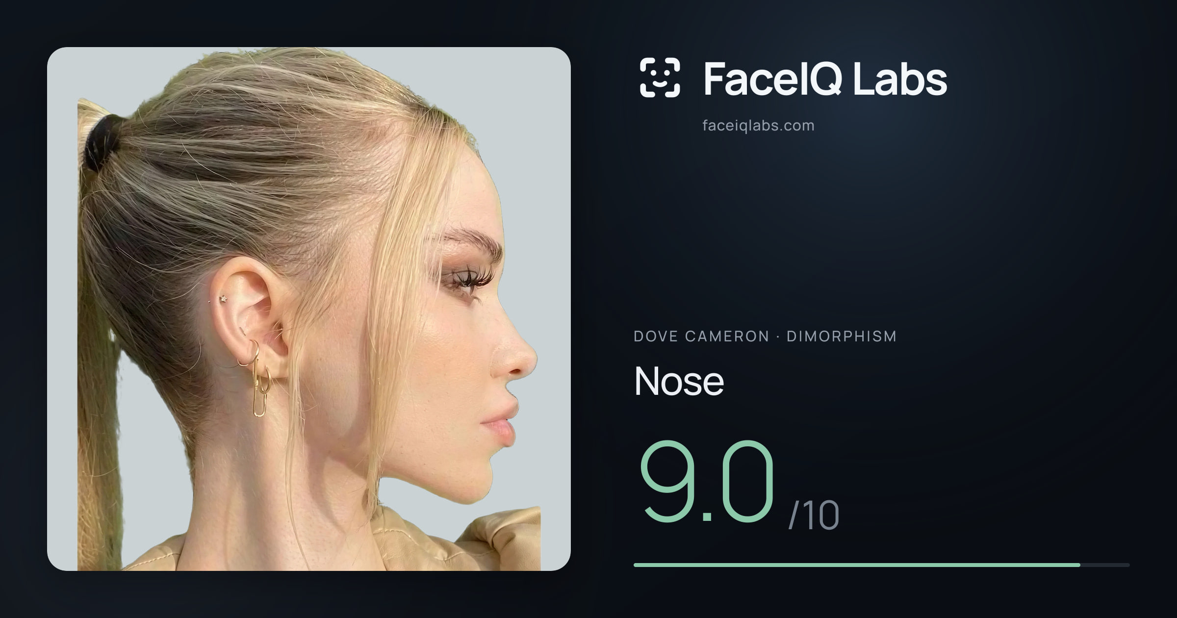 Dove Cameron Nose: 9.0/10, drawn on the photo