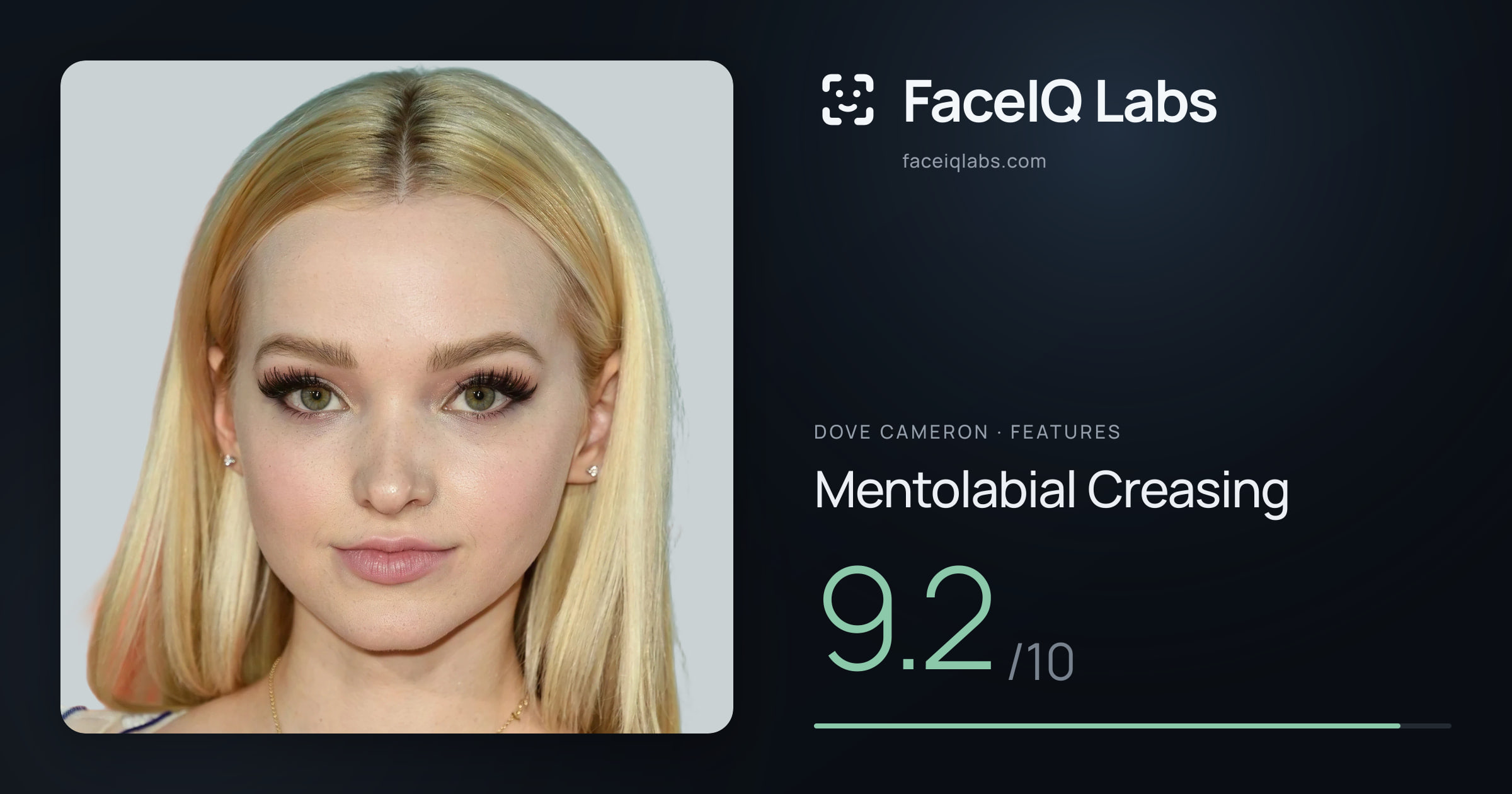 Dove Cameron Mentolabial Creasing: 9.2/10, drawn on the photo