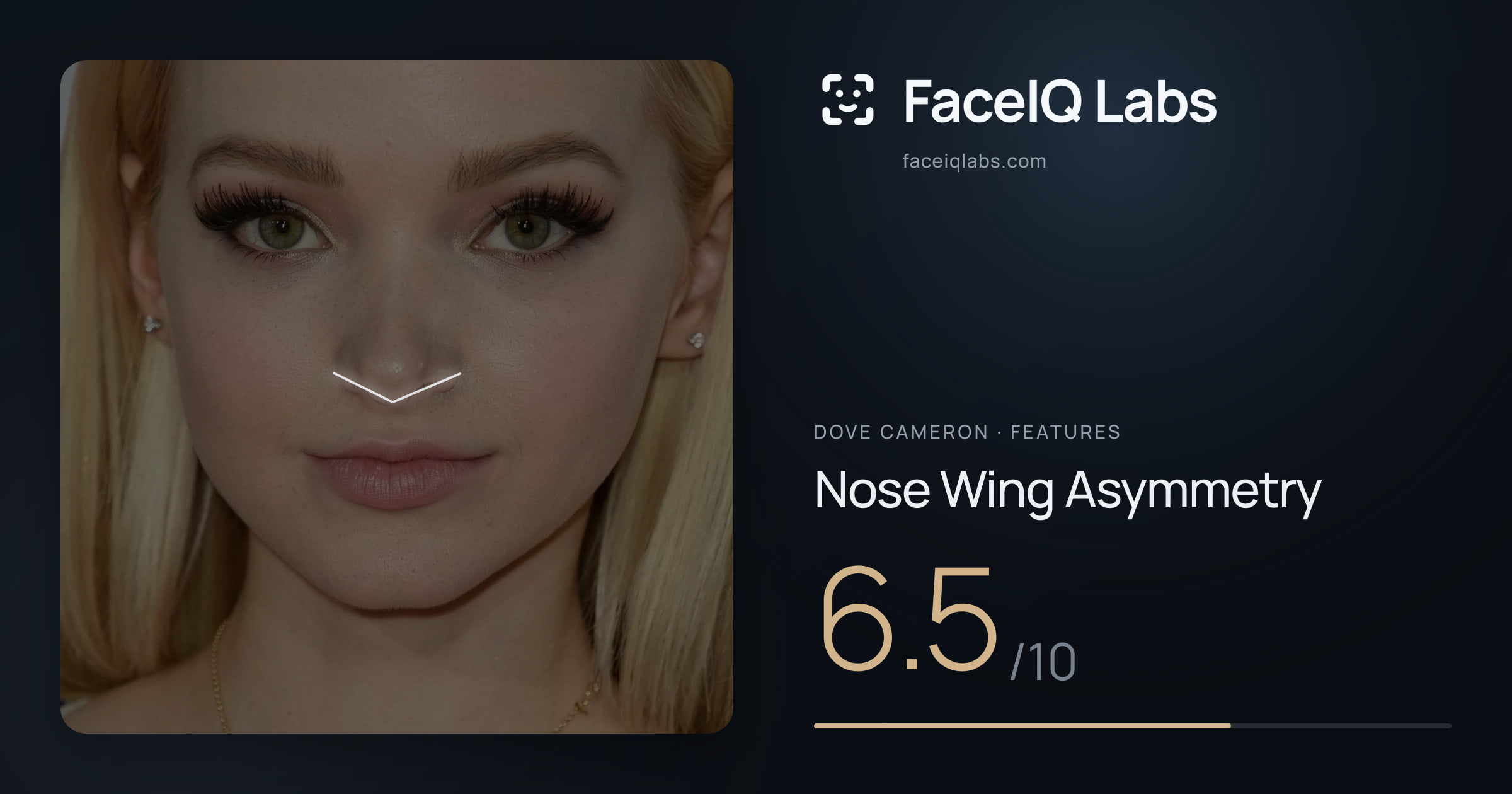 Dove Cameron Nose Wing Asymmetry: 6.5/10, drawn on the photo