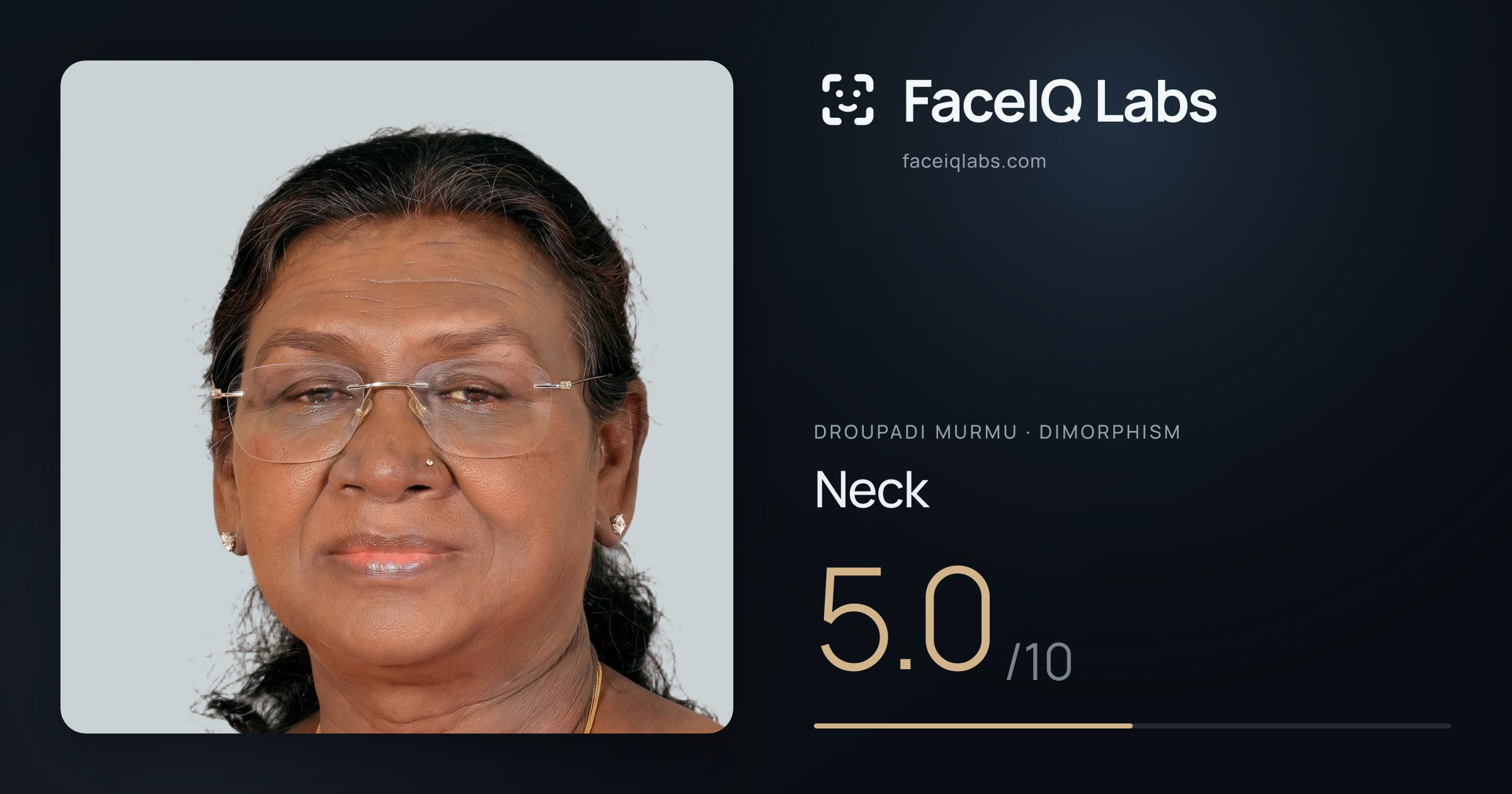 Droupadi Murmu Neck: 5.0/10, drawn on the photo