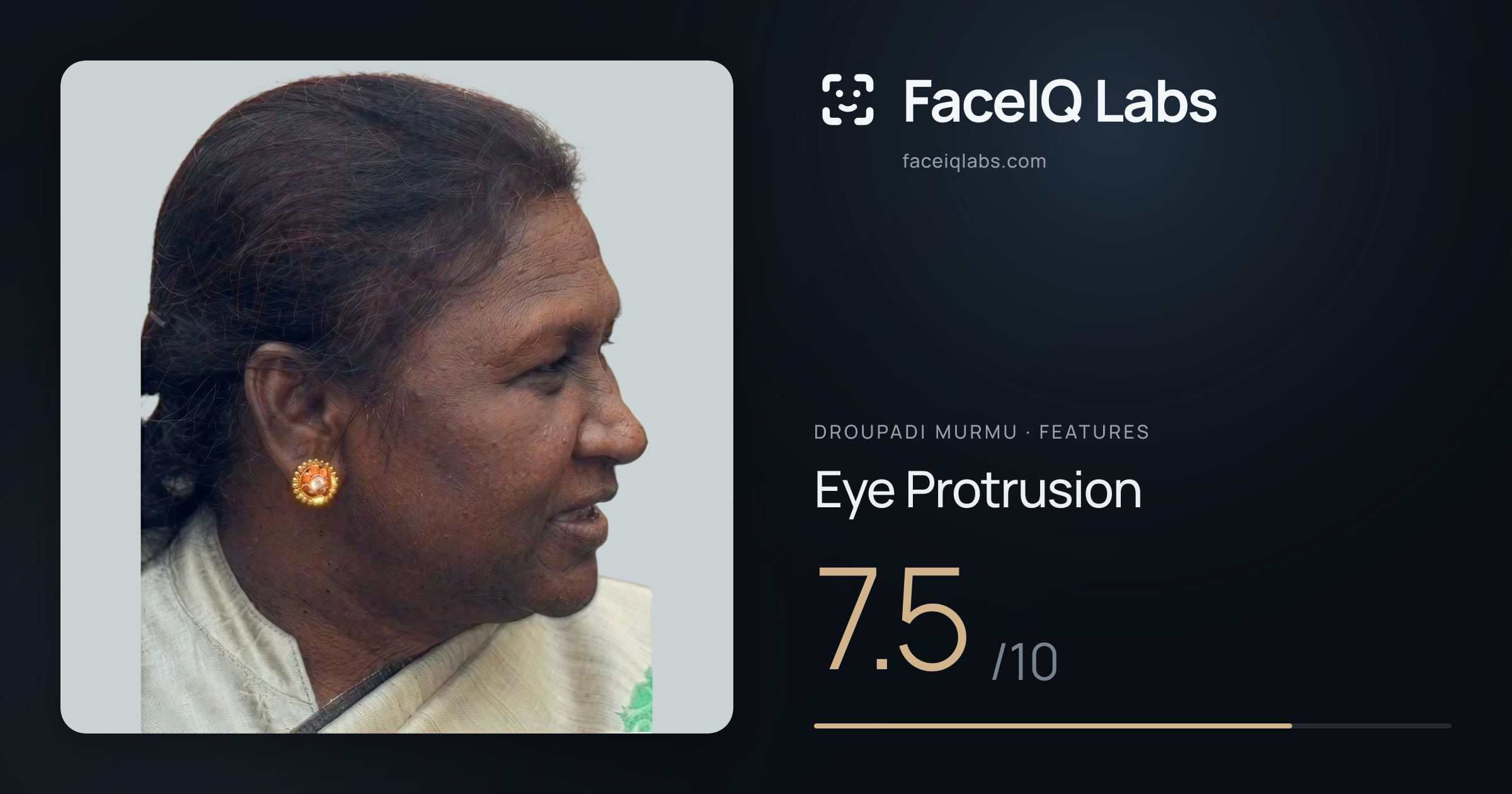 Droupadi Murmu Eye Protrusion: 7.5/10, drawn on the photo
