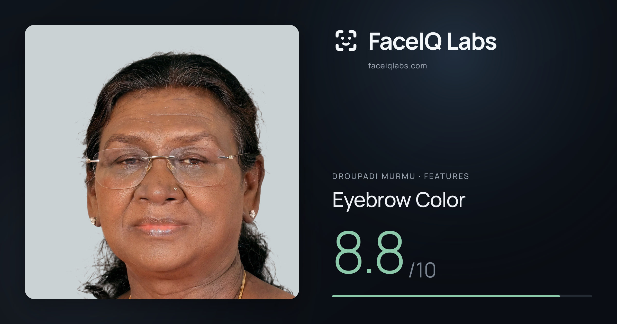 Droupadi Murmu Eyebrow Color: 8.8/10, drawn on the photo