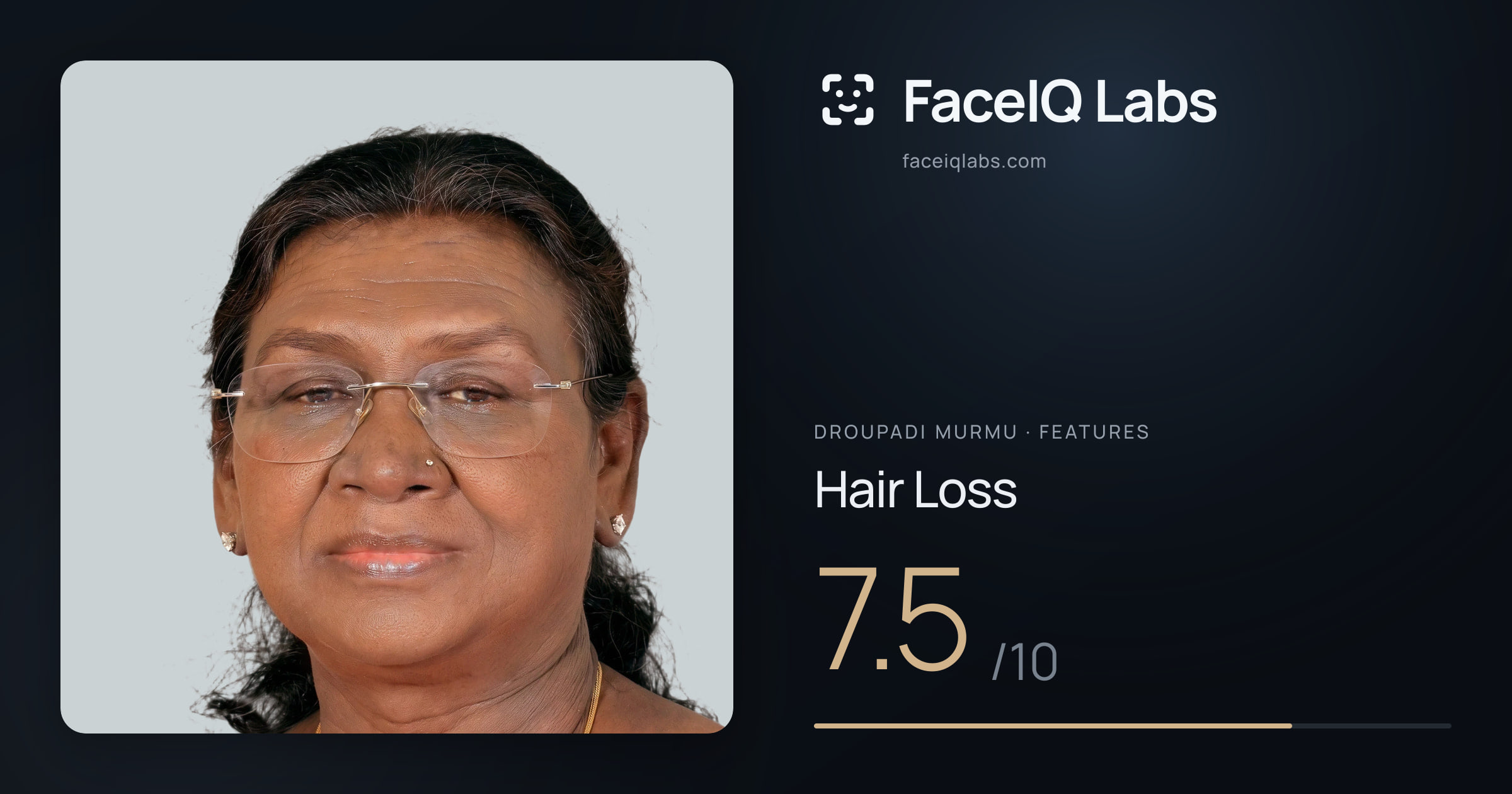Droupadi Murmu Hair Loss: 7.5/10, drawn on the photo