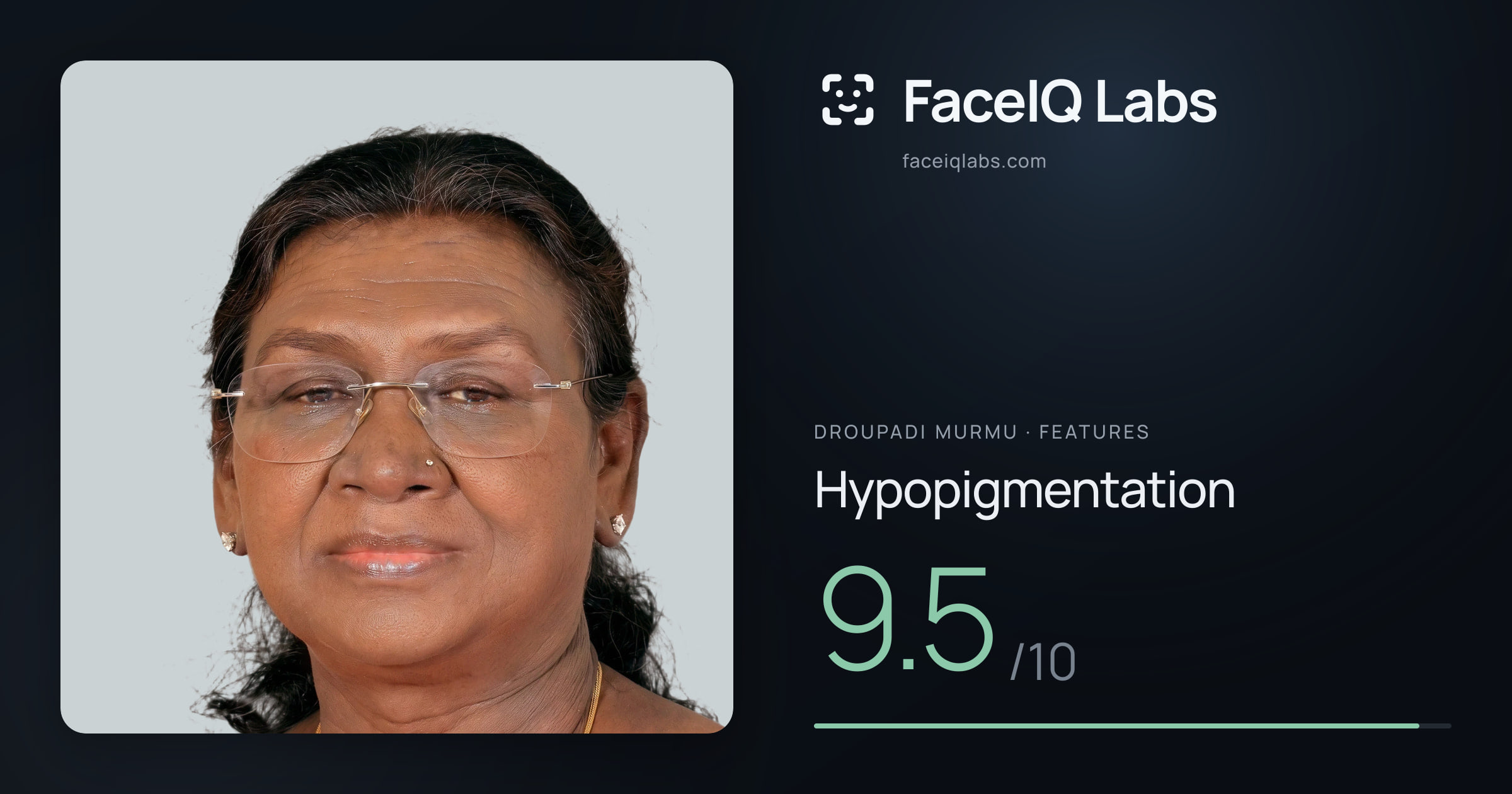 Droupadi Murmu Hypopigmentation: 9.5/10, drawn on the photo