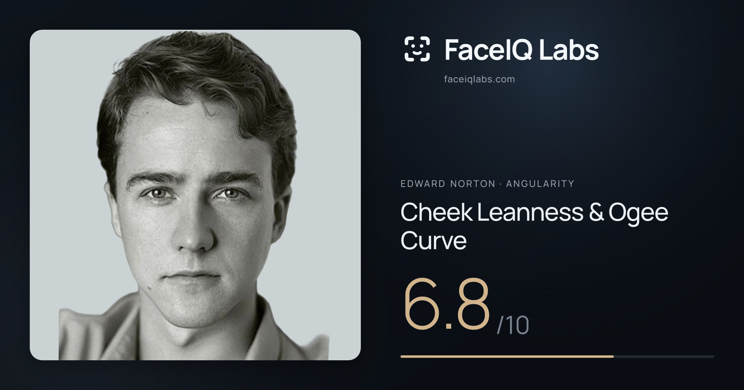 Edward Norton Cheek Leanness & Ogee Curve: 6.8/10, drawn on the photo