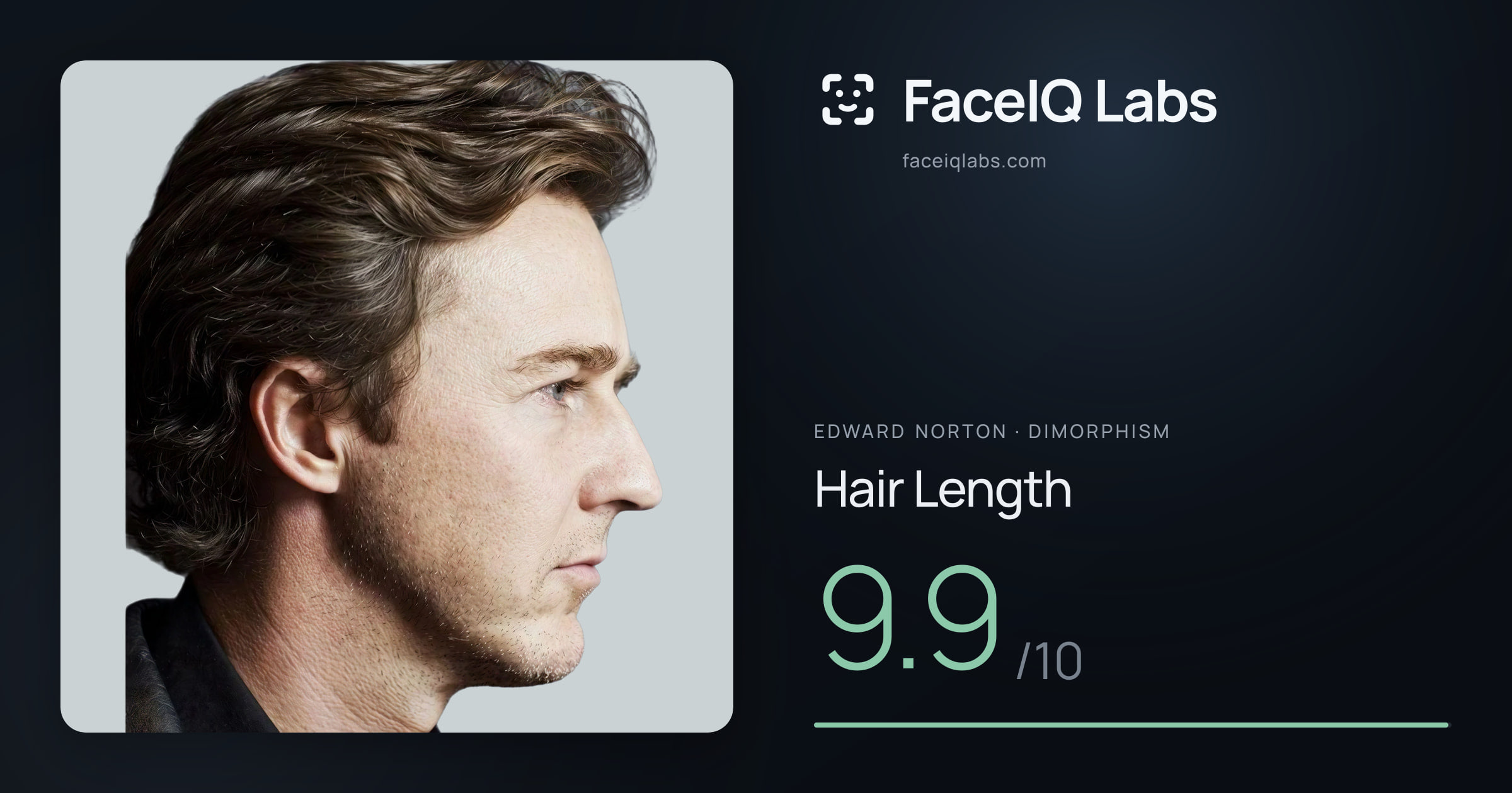 Edward Norton Hair Length: 9.9/10, drawn on the photo