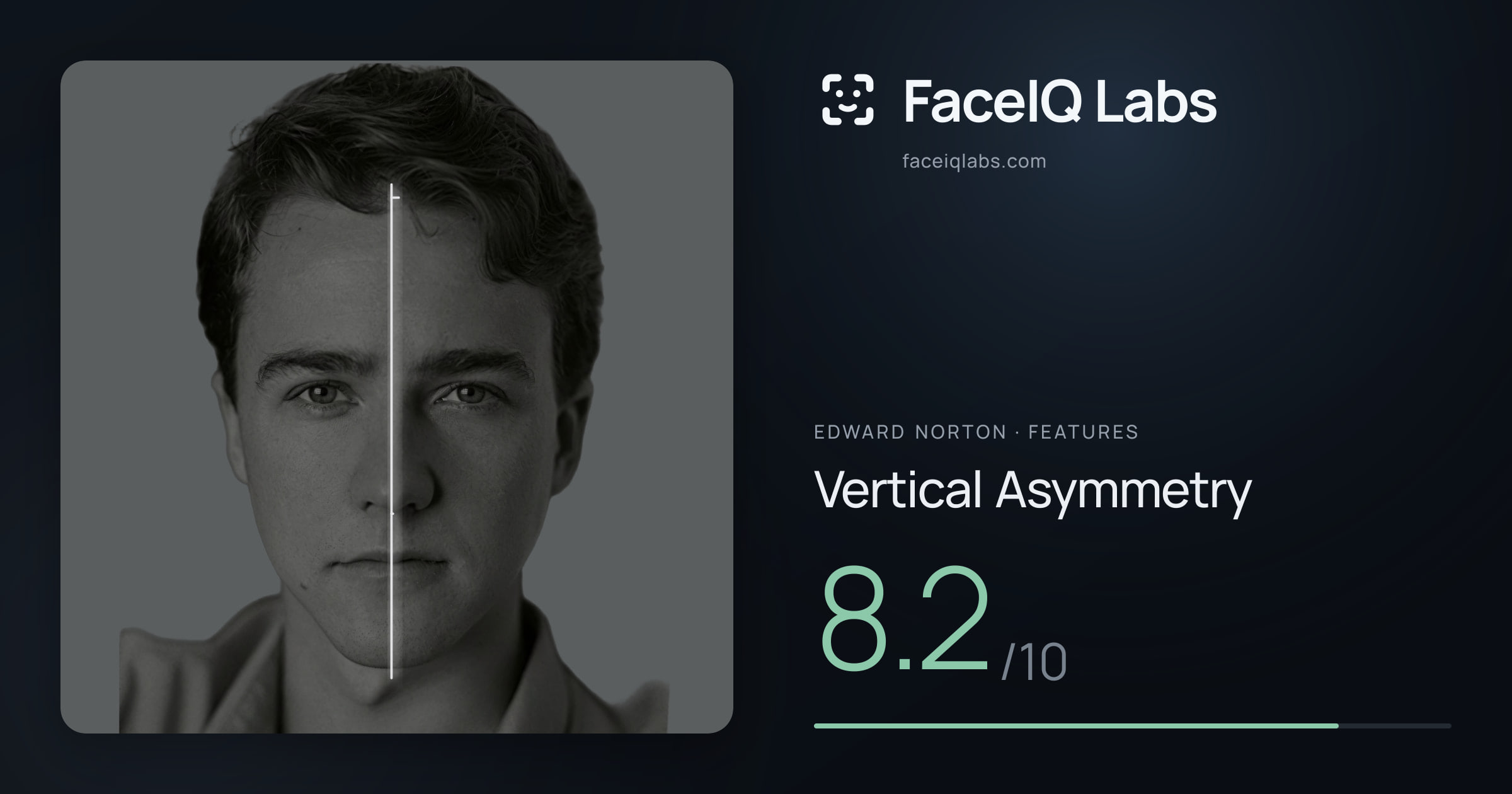 Edward Norton Vertical Asymmetry: 8.2/10, drawn on the photo