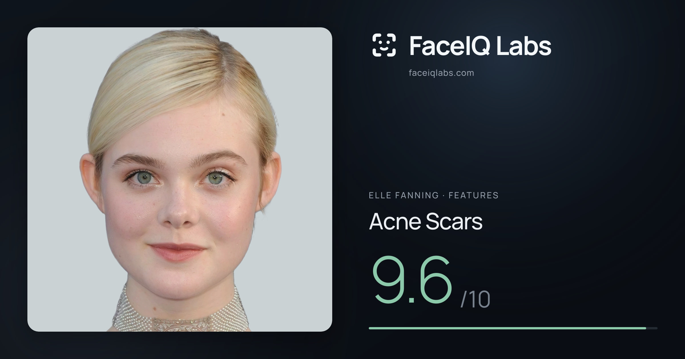 Elle Fanning Acne Scars: 9.6/10, drawn on the photo