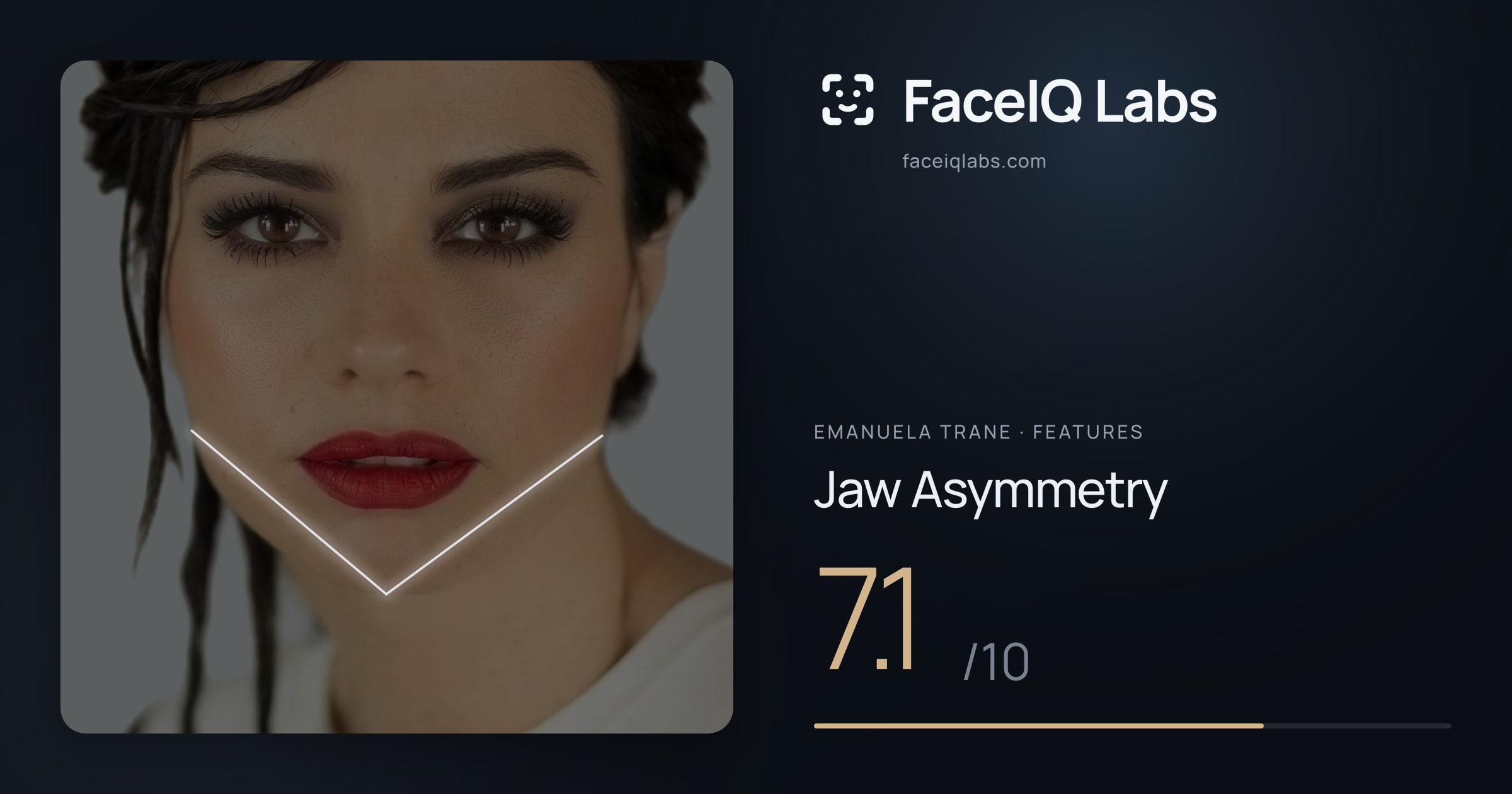 Emanuela Trane Jaw Asymmetry: 7.1/10, drawn on the photo