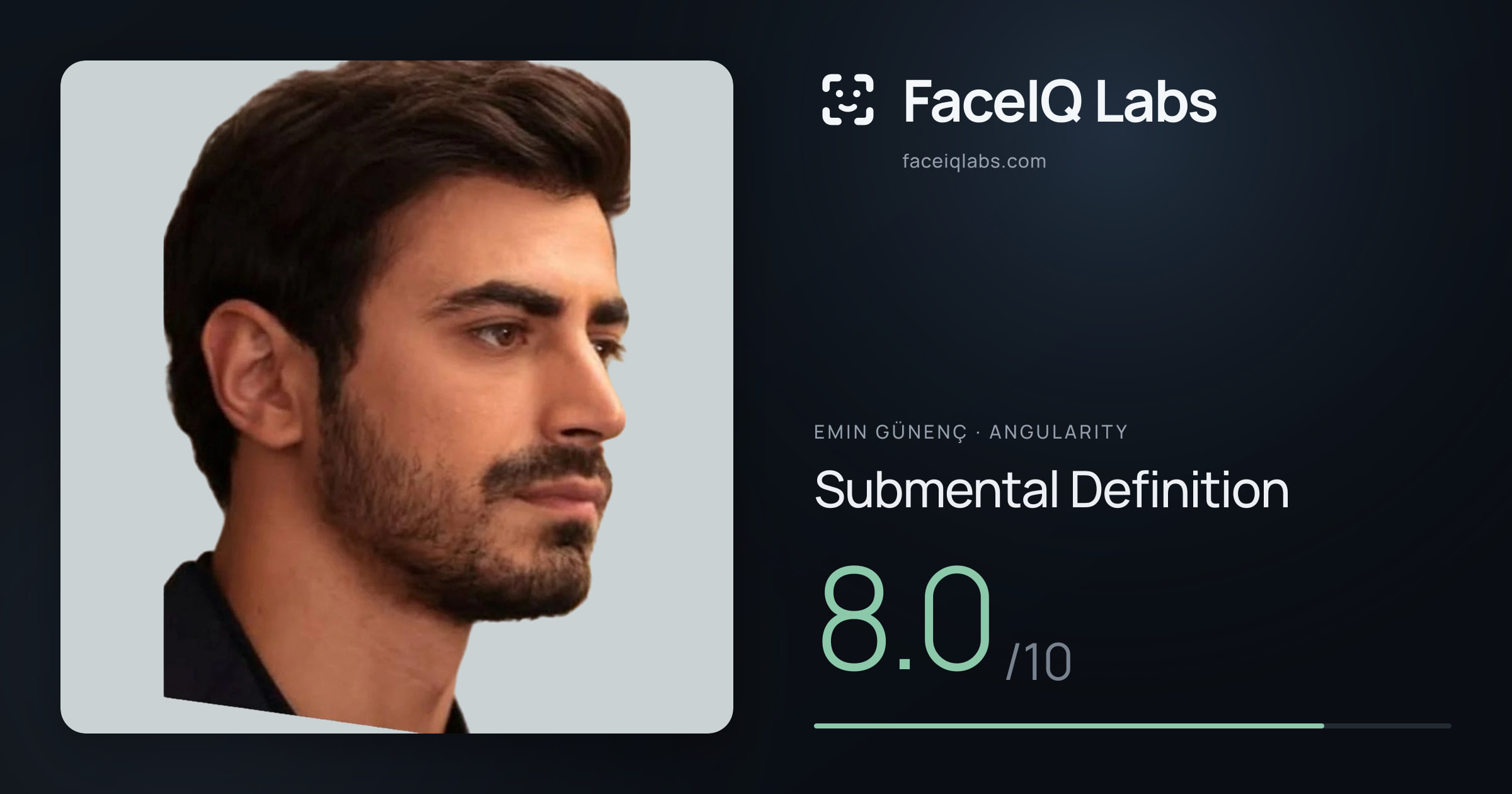 Emin Günenç Submental Definition: 8.0/10, drawn on the photo