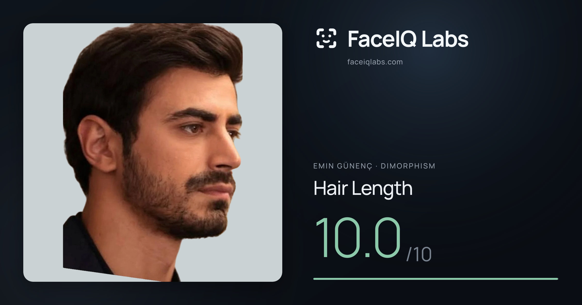 Emin Günenç Hair Length: 10.0/10, drawn on the photo