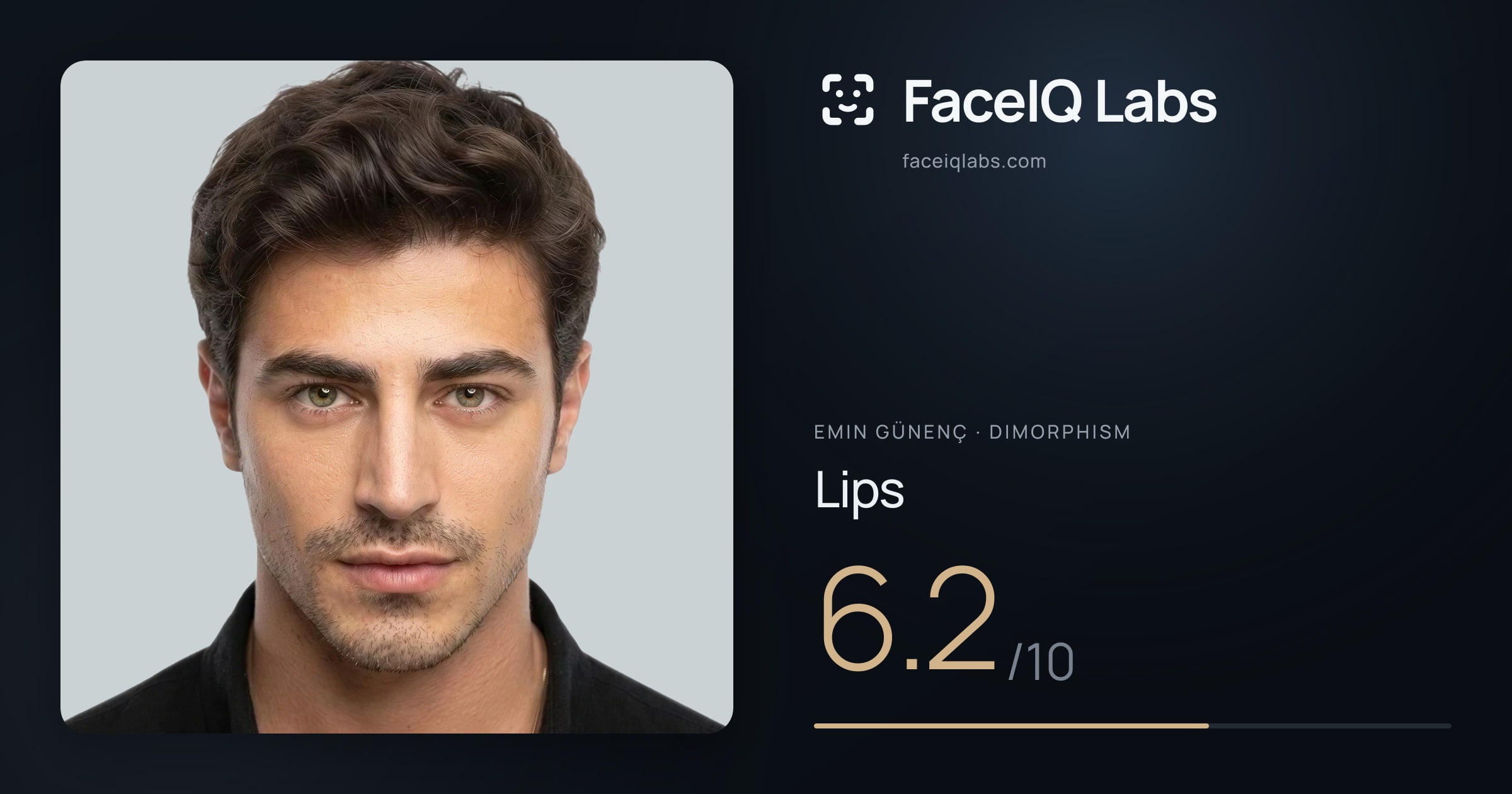 Emin Günenç Lips: 6.2/10, drawn on the photo