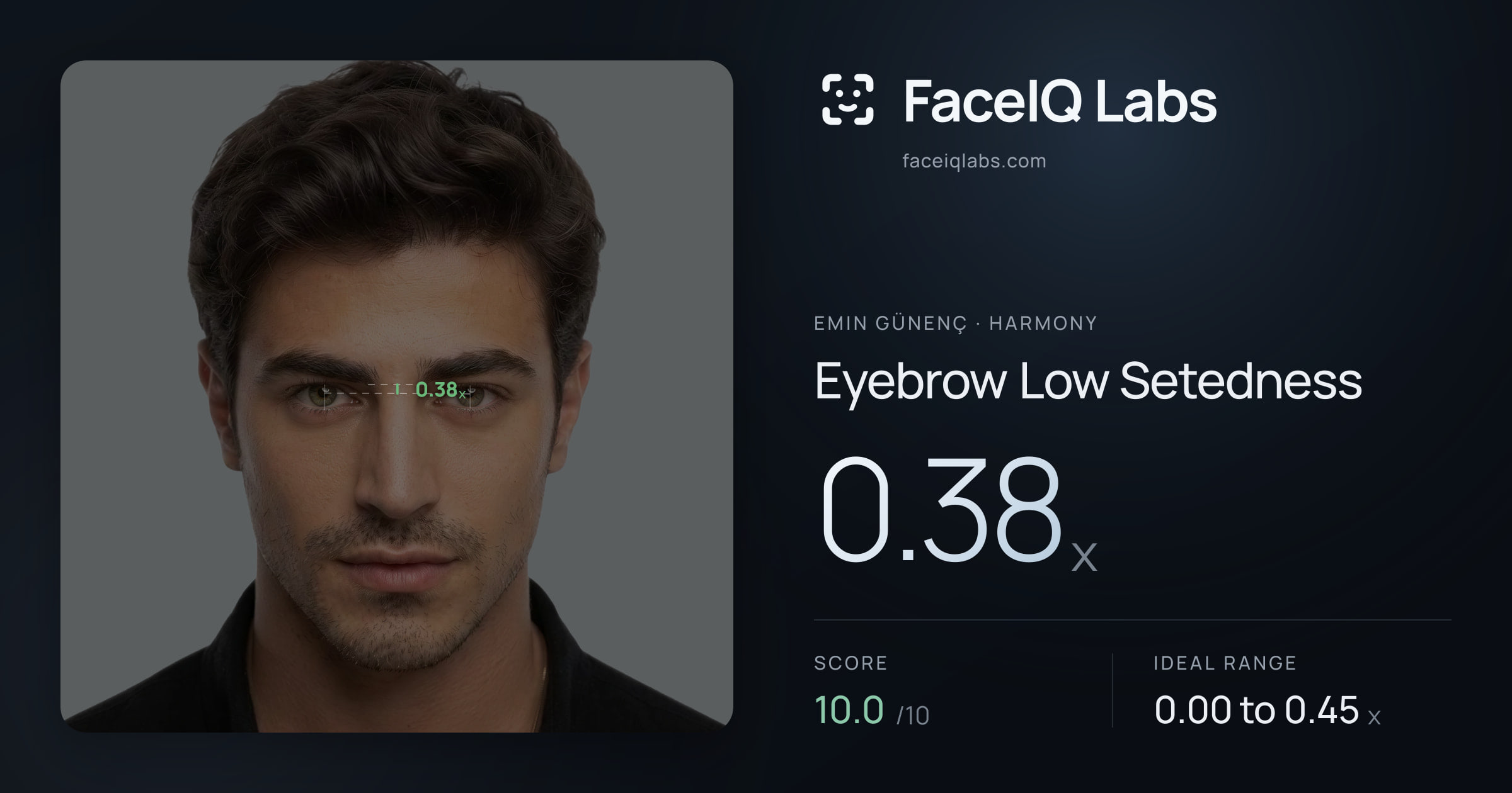 Emin Günenç Eyebrow Low Setedness: 0.38x, drawn on the photo