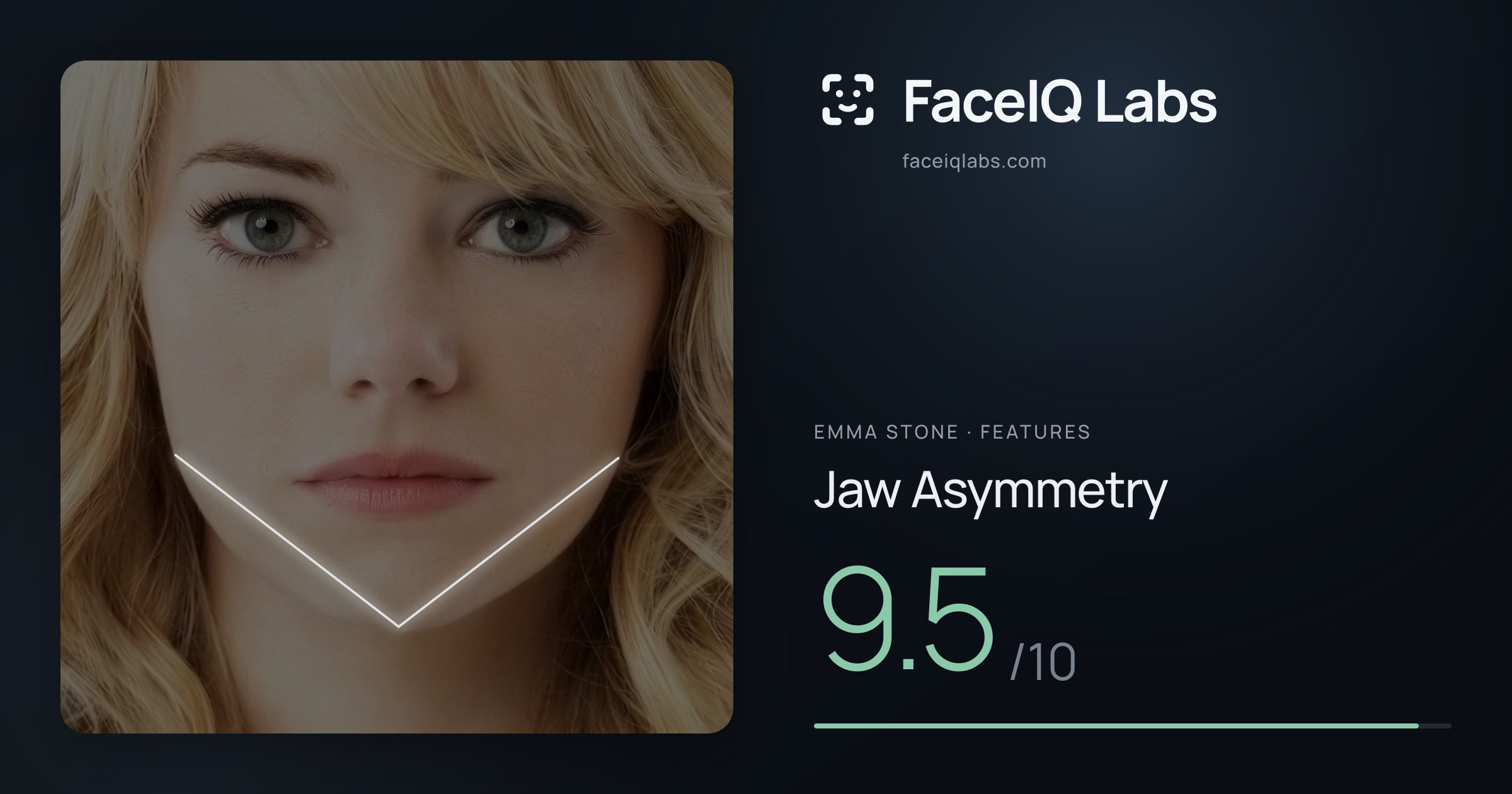 Emma Stone Jaw Asymmetry: 9.5/10, drawn on the photo