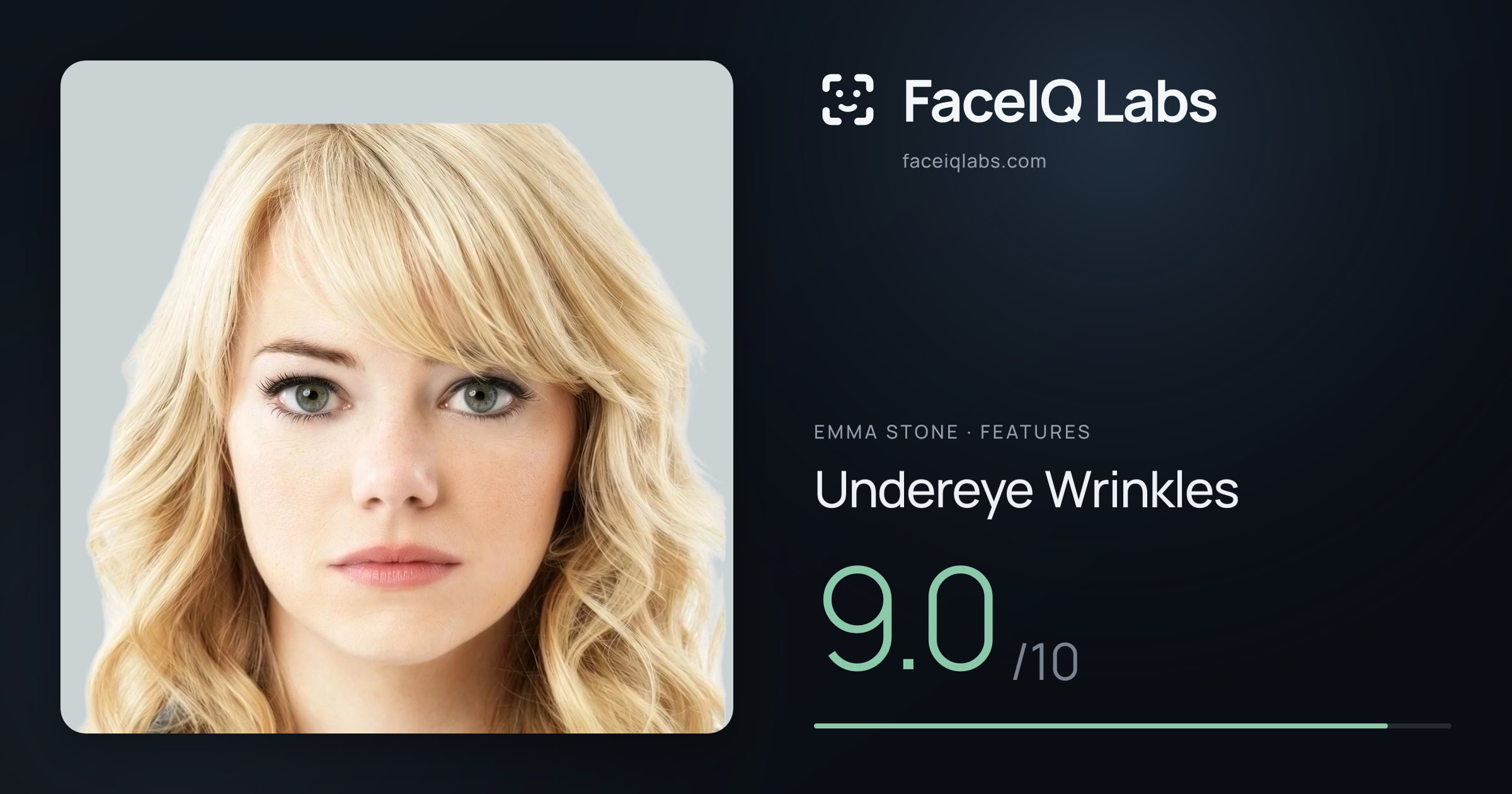 Emma Stone Undereye Wrinkles: 9.0/10, drawn on the photo