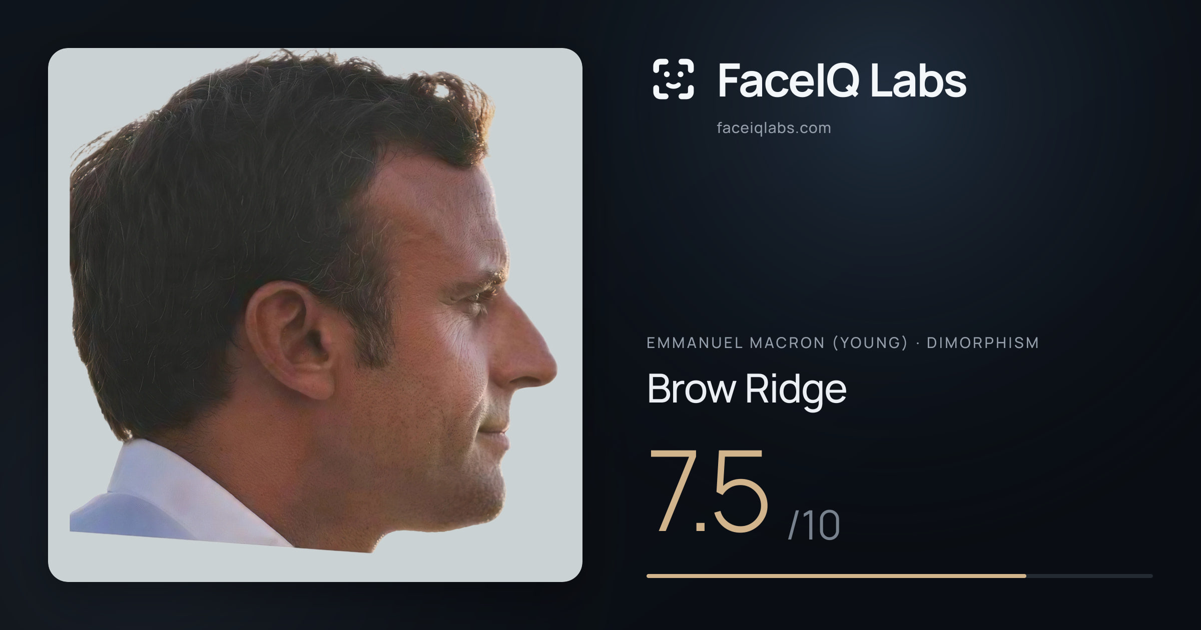Emmanuel Macron (Young) Brow Ridge: 7.5/10, drawn on the photo