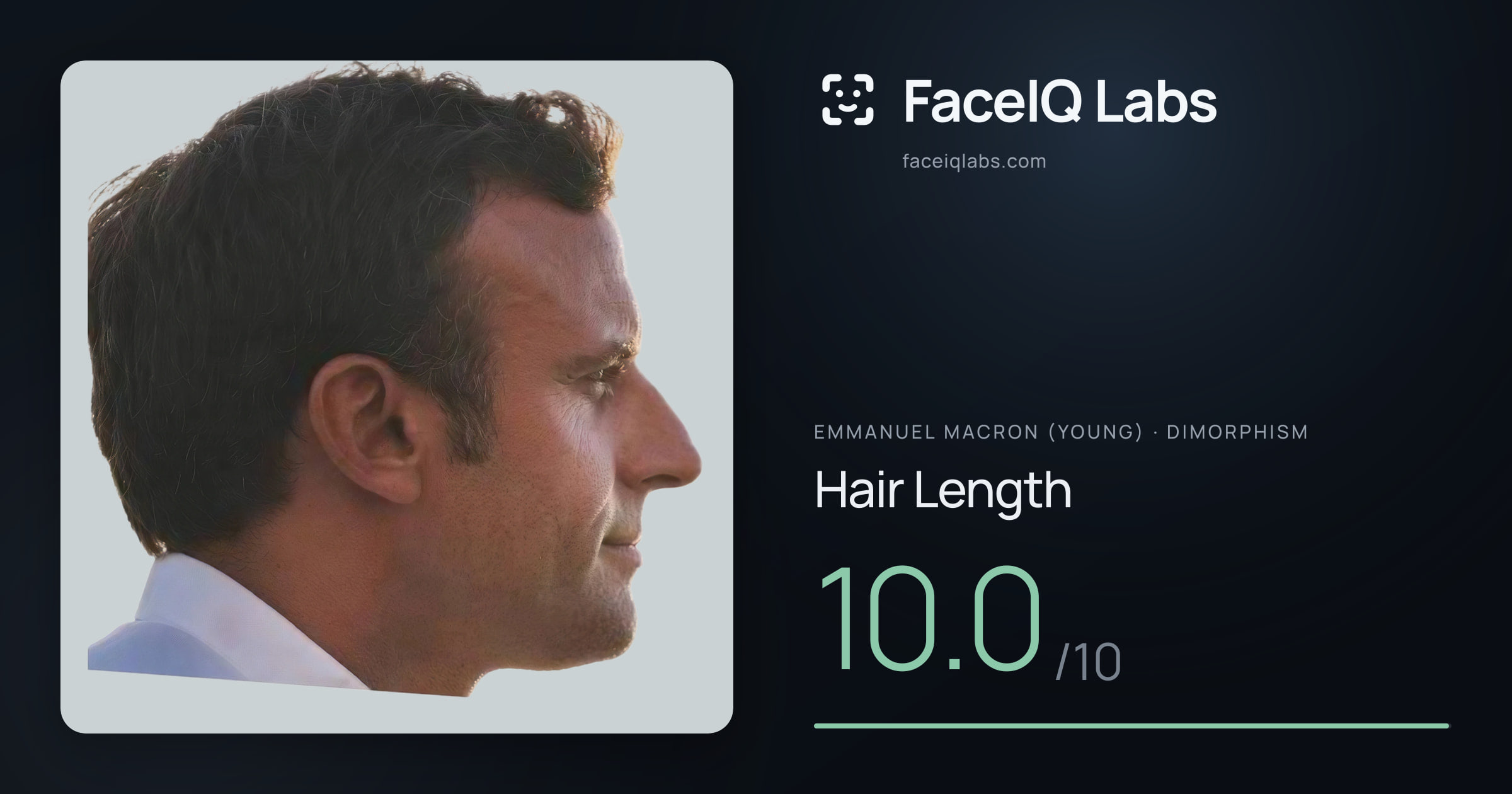 Emmanuel Macron (Young) Hair Length: 10.0/10, drawn on the photo