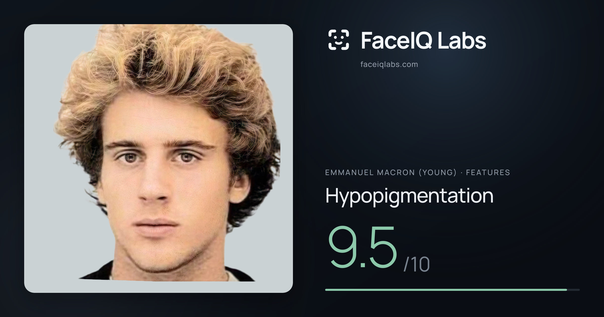 Emmanuel Macron (Young) Hypopigmentation: 9.5/10, drawn on the photo