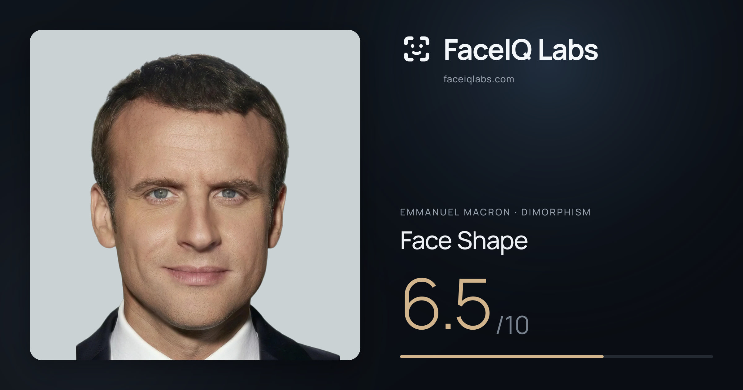 Emmanuel Macron Face Shape: 6.5/10, drawn on the photo