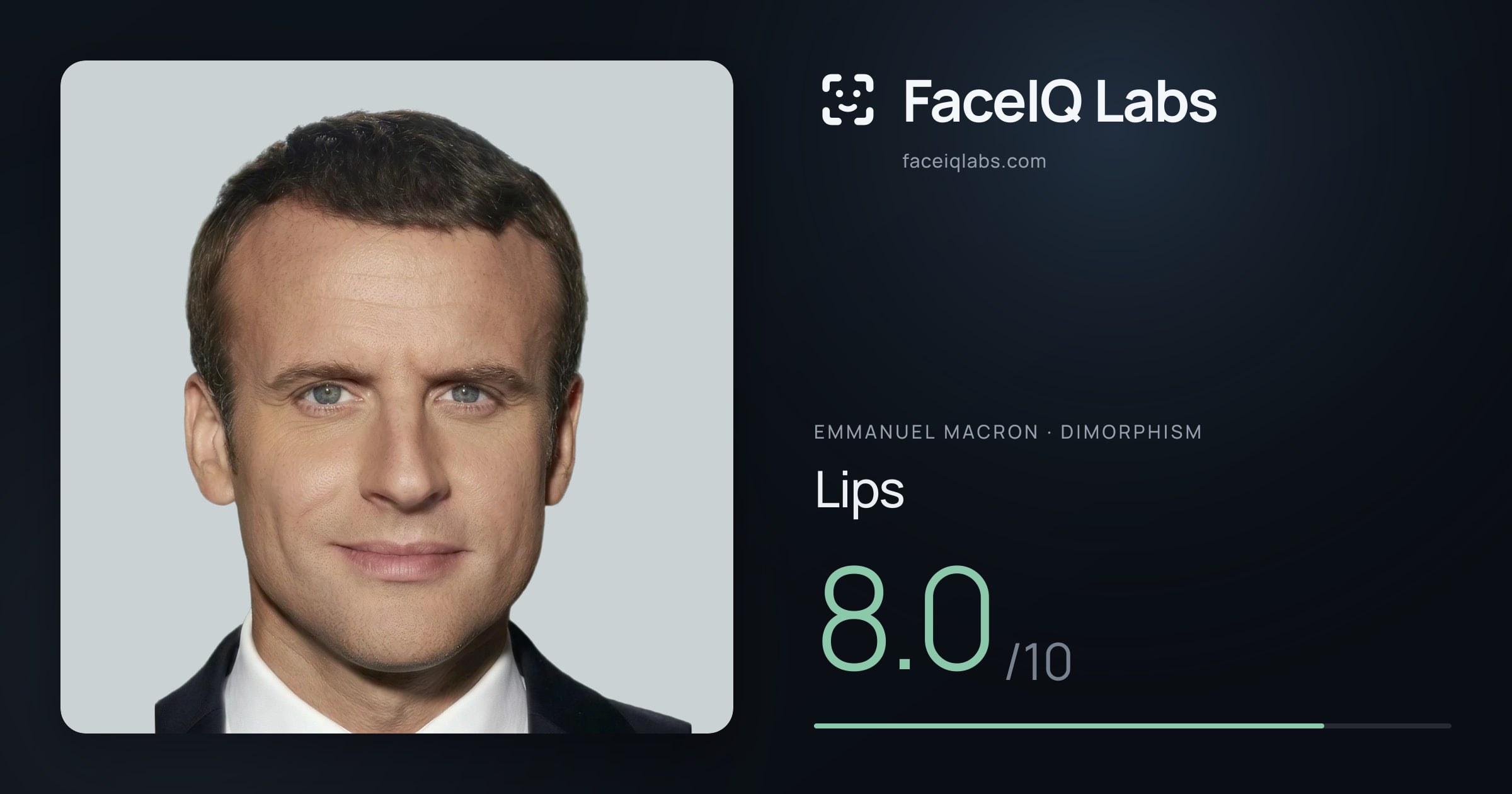 Emmanuel Macron Lips: 8.0/10, drawn on the photo