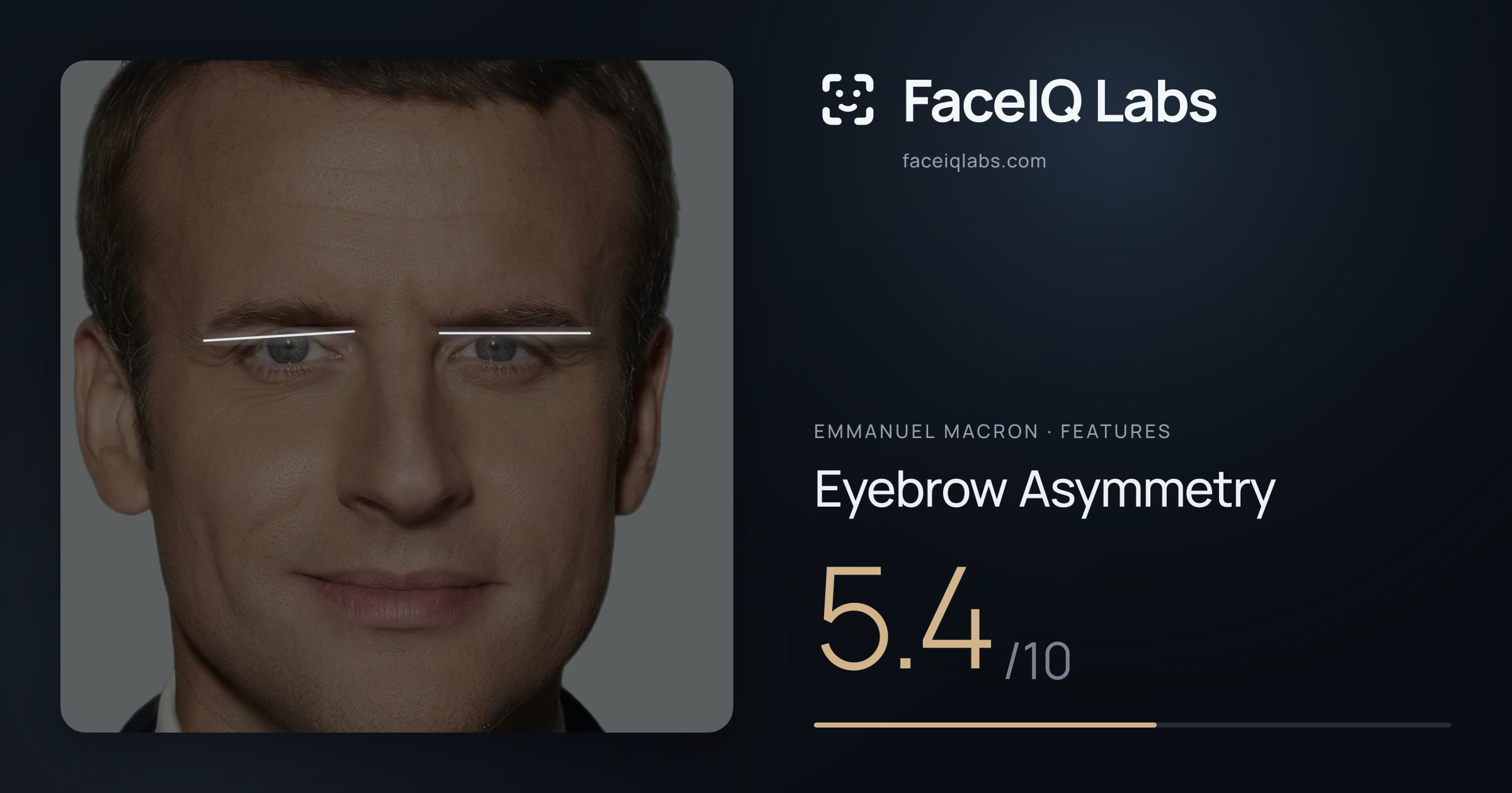 Emmanuel Macron Eyebrow Asymmetry: 5.4/10, drawn on the photo