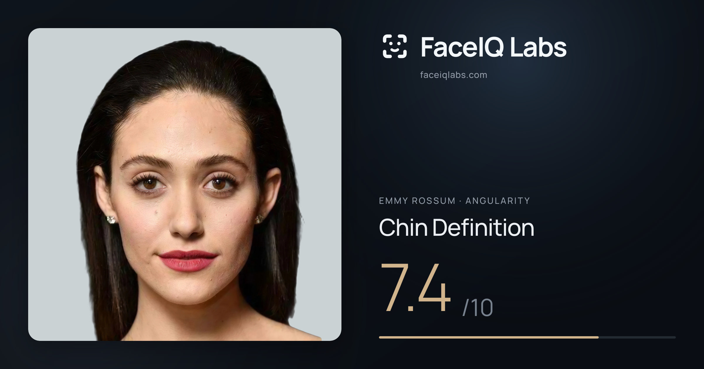 Emmy Rossum Chin Definition: 7.4/10, drawn on the photo