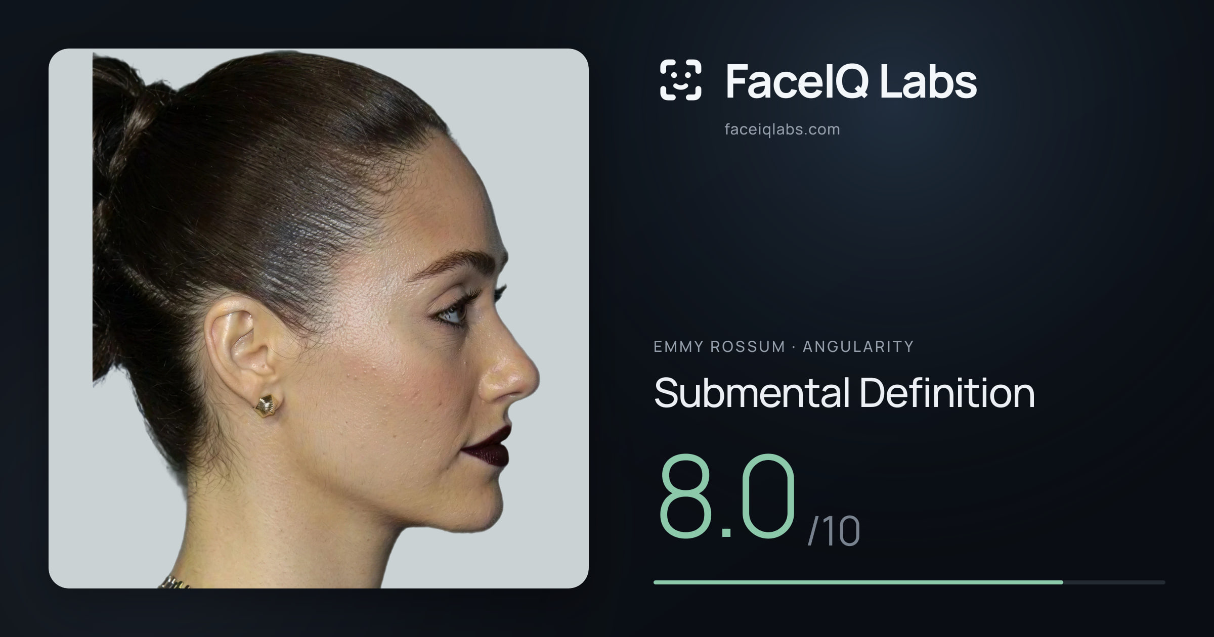 Emmy Rossum Submental Definition: 8.0/10, drawn on the photo