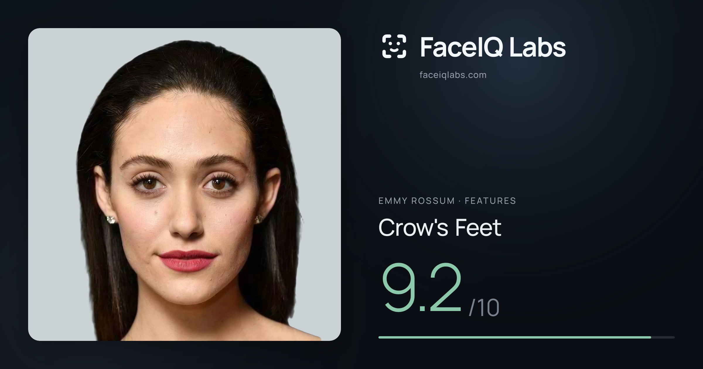 Emmy Rossum Crow's Feet: 9.2/10, drawn on the photo