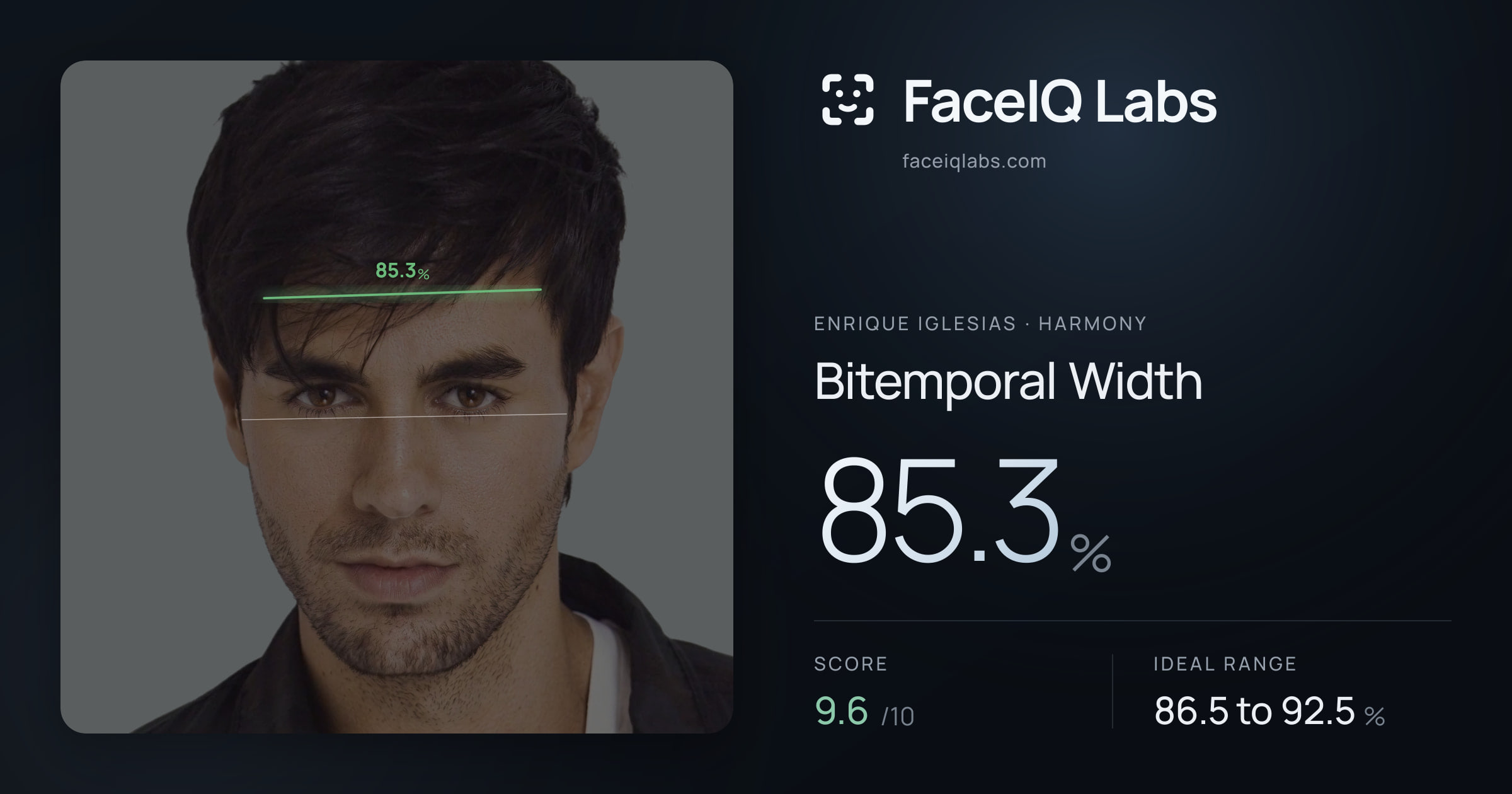 Enrique Iglesias Bitemporal Width: 85.3%, drawn on the photo