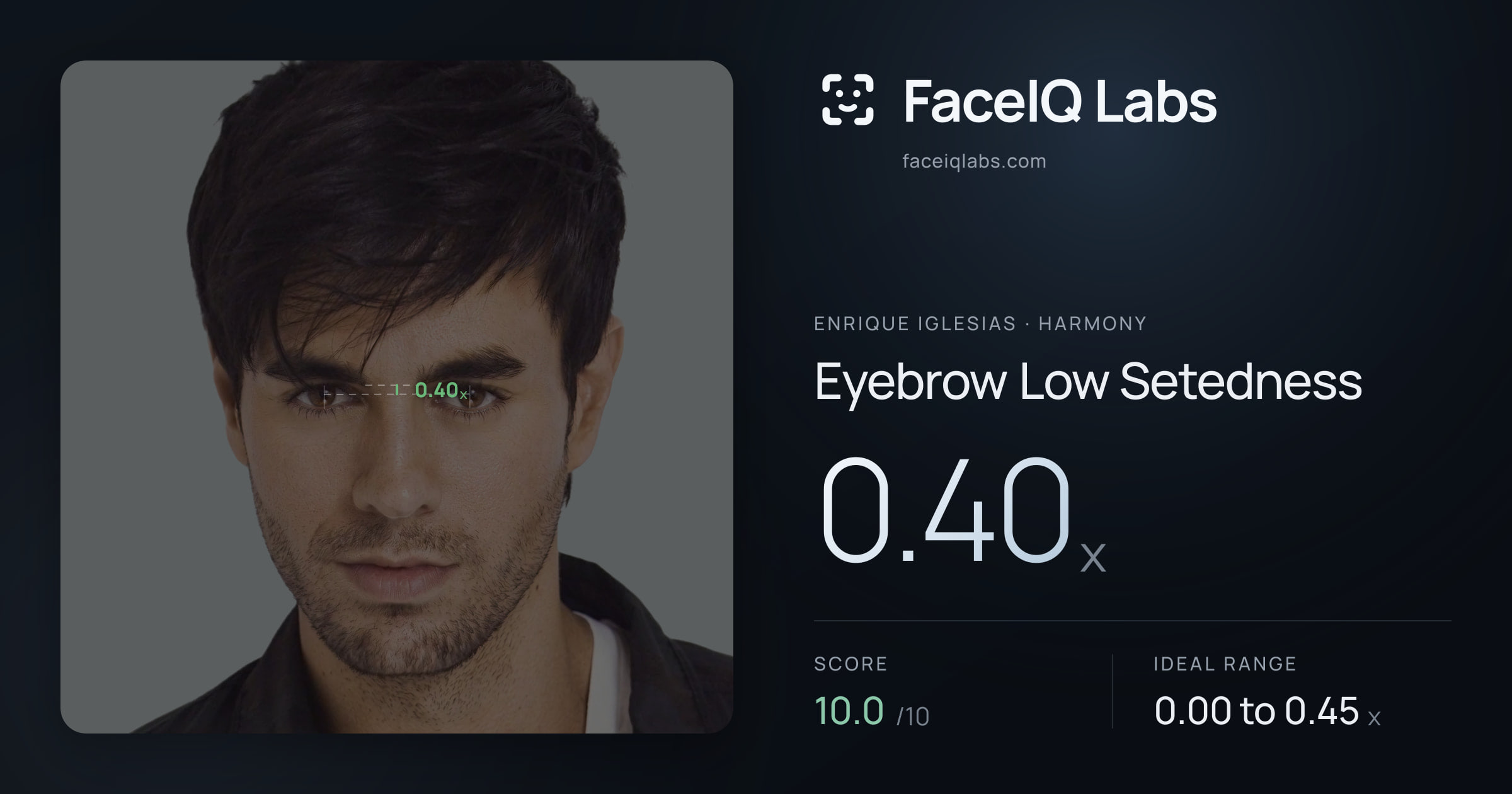 Enrique Iglesias Eyebrow Low Setedness: 0.40x, drawn on the photo
