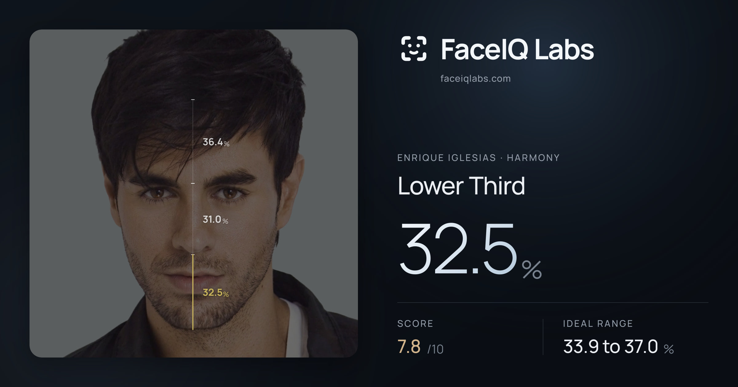 Enrique Iglesias Lower Third: 32.5%, drawn on the photo
