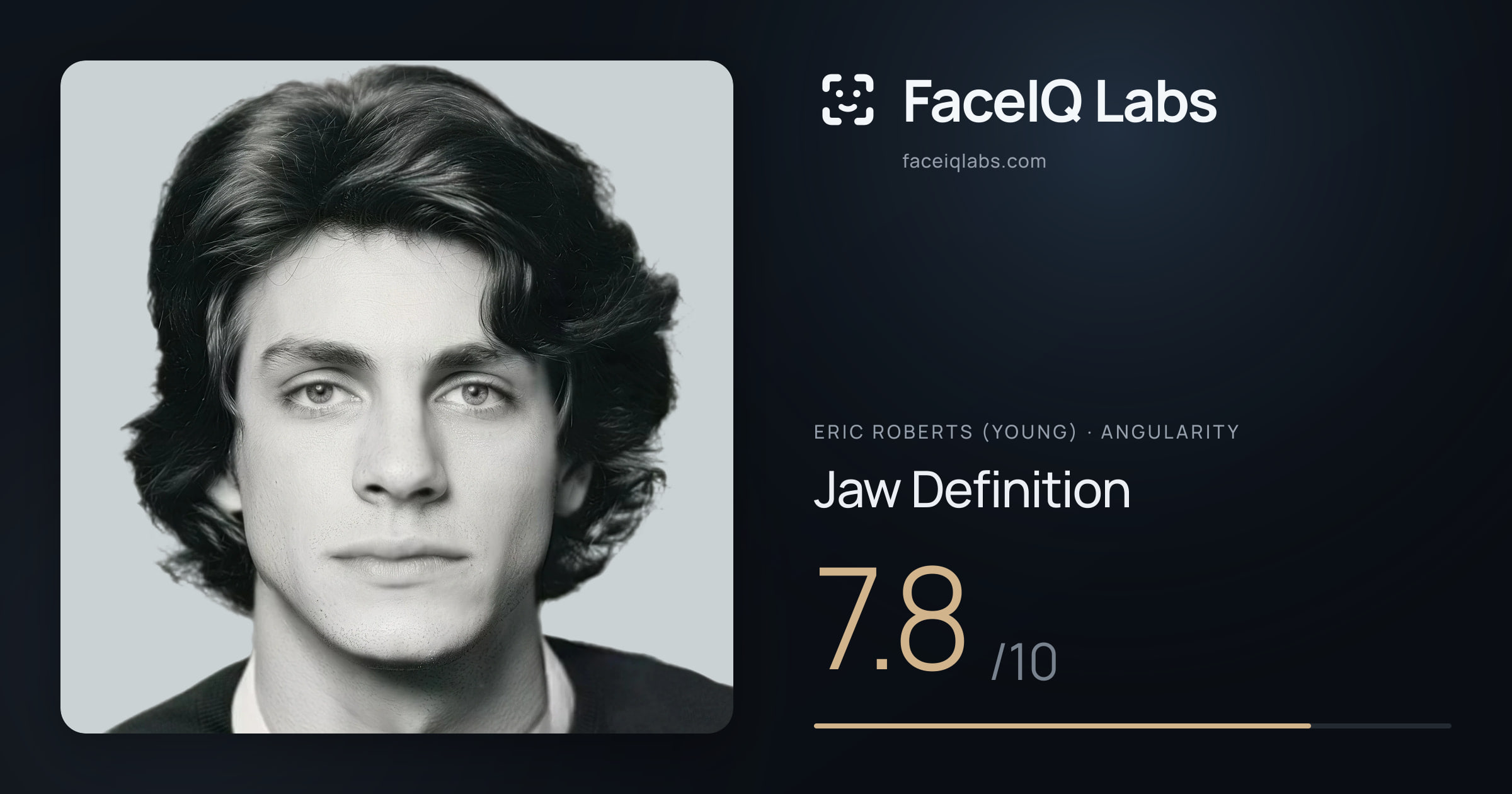 Eric Roberts (Young) Jaw Definition: 7.8/10, drawn on the photo