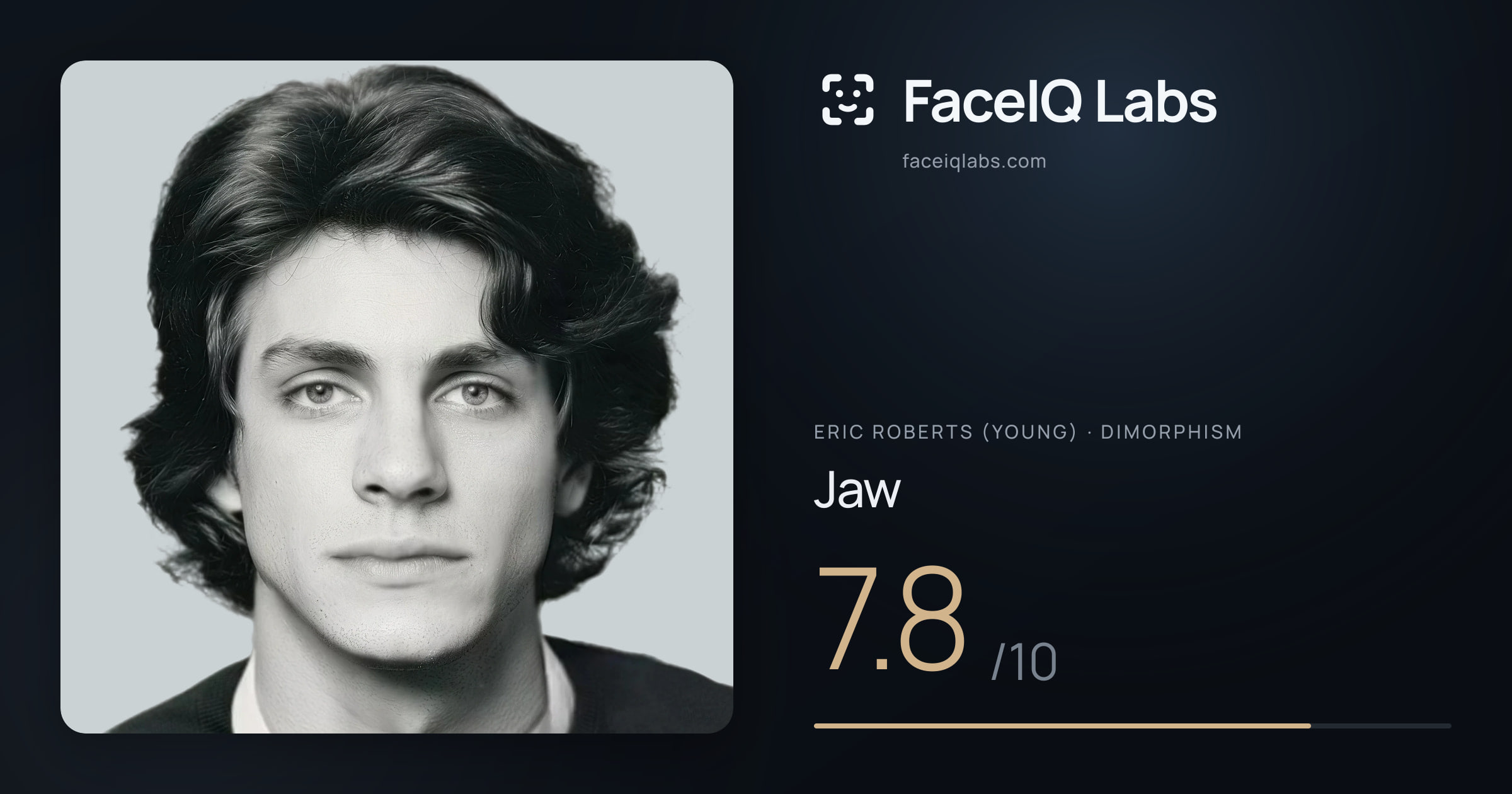 Eric Roberts (Young) Jaw: 7.8/10, drawn on the photo
