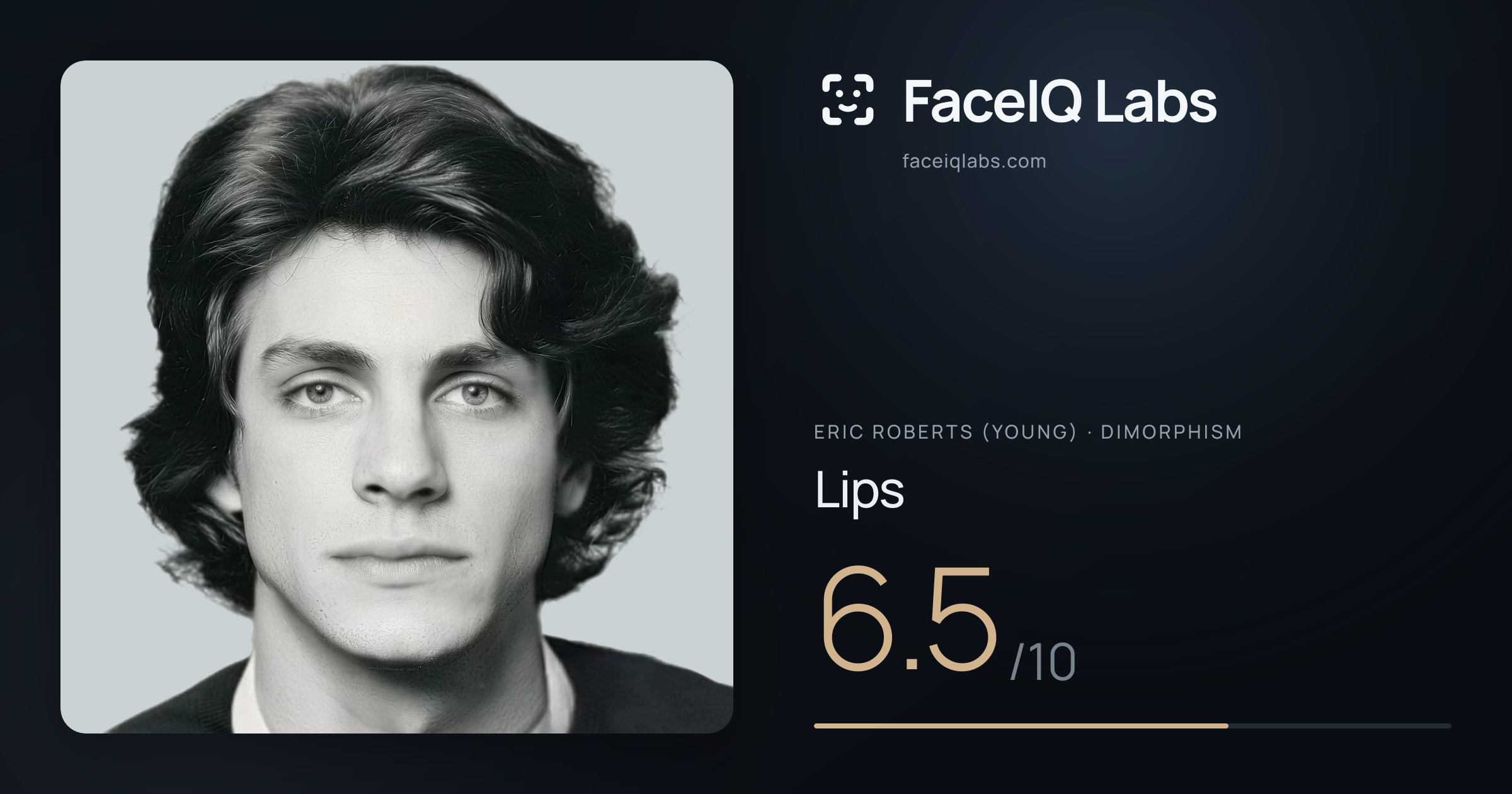 Eric Roberts (Young) Lips: 6.5/10, drawn on the photo