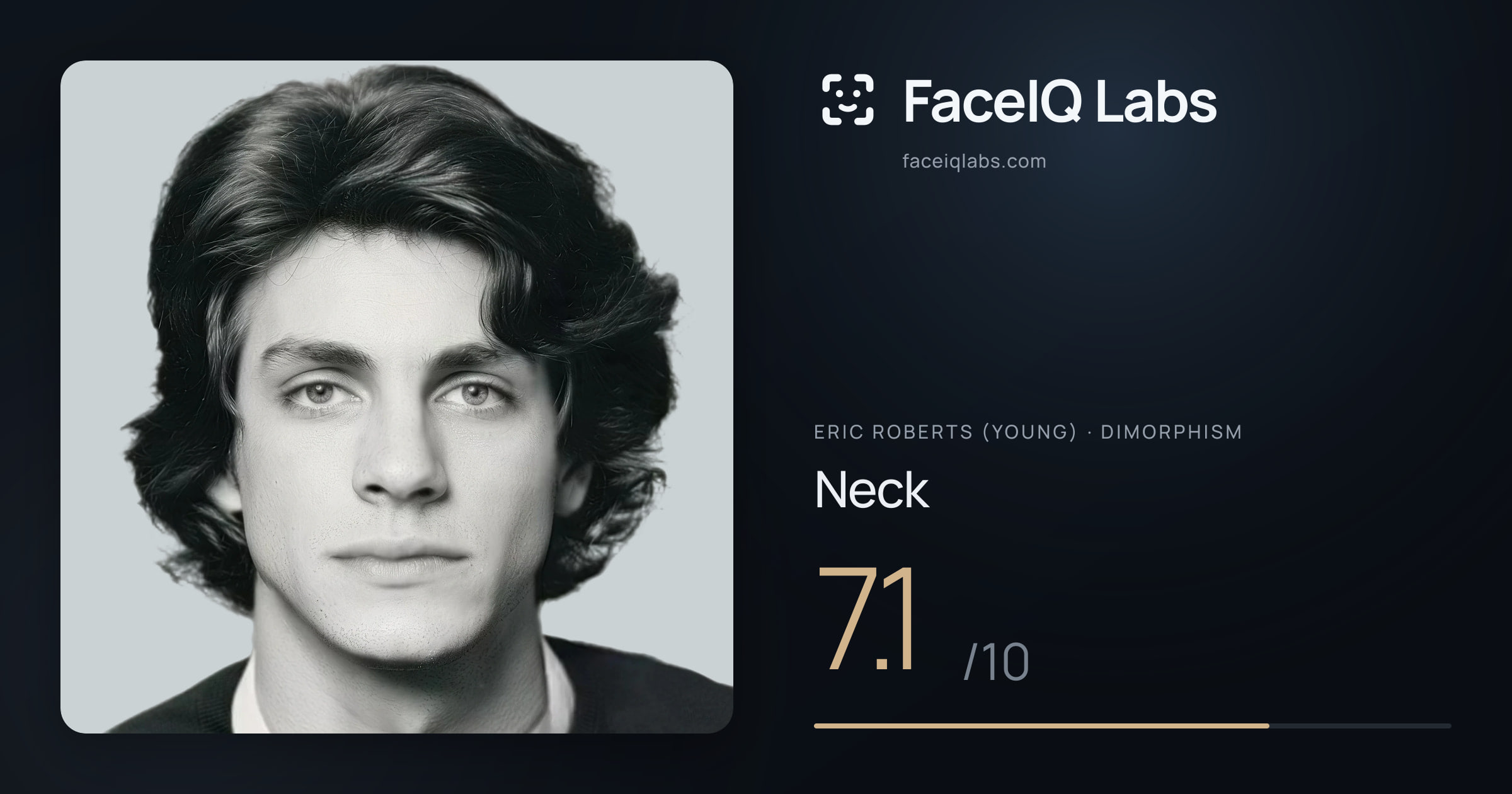 Eric Roberts (Young) Neck: 7.1/10, drawn on the photo