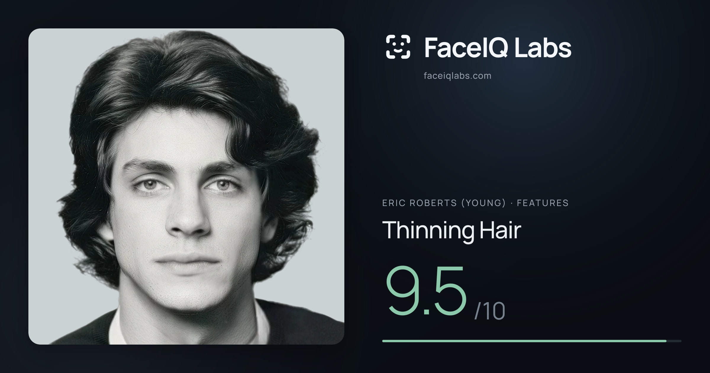 Eric Roberts (Young) Thinning Hair: 9.0/10, drawn on the photo
