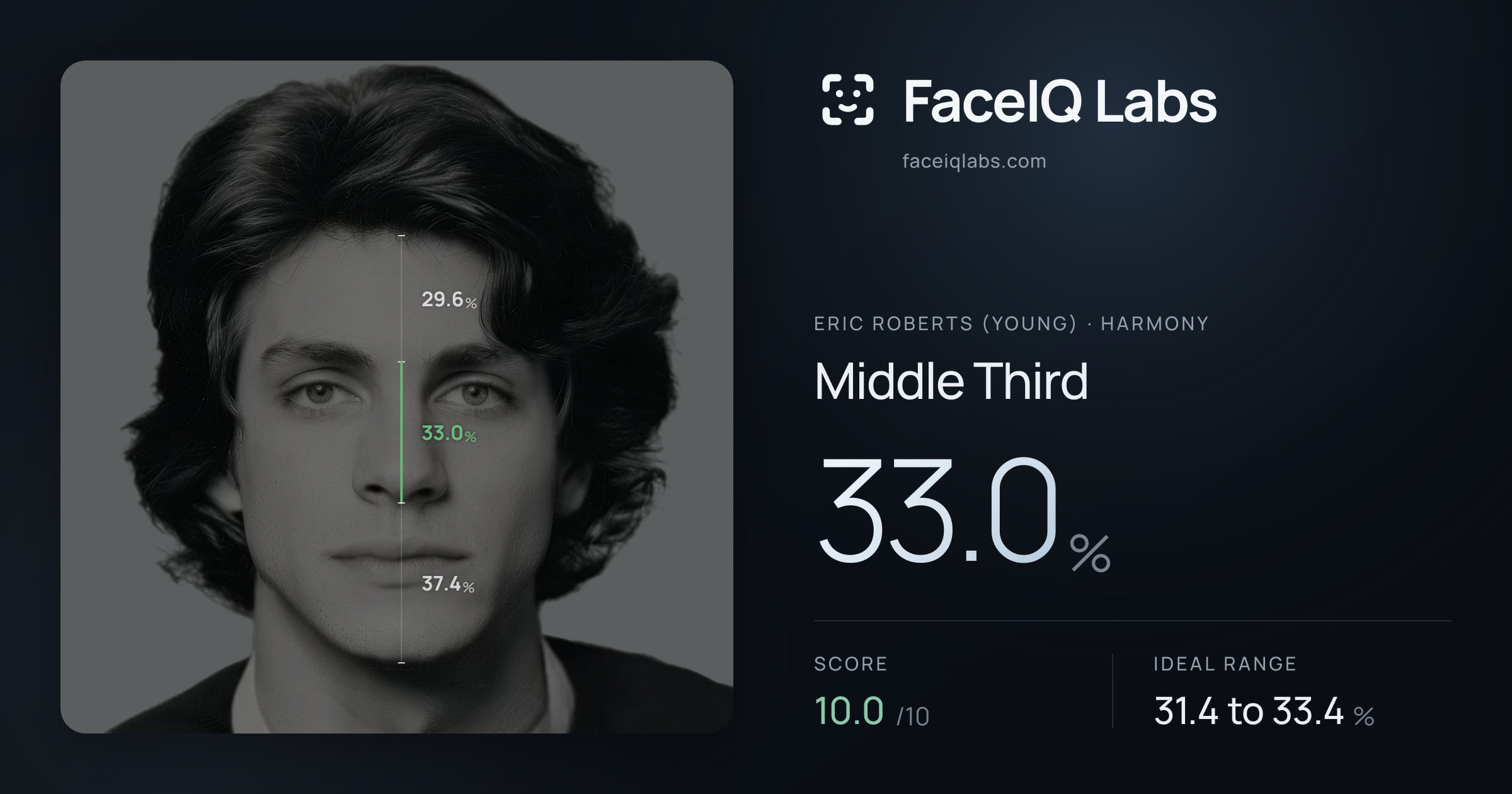 Eric Roberts (Young) Middle Third: 33.0%, drawn on the photo