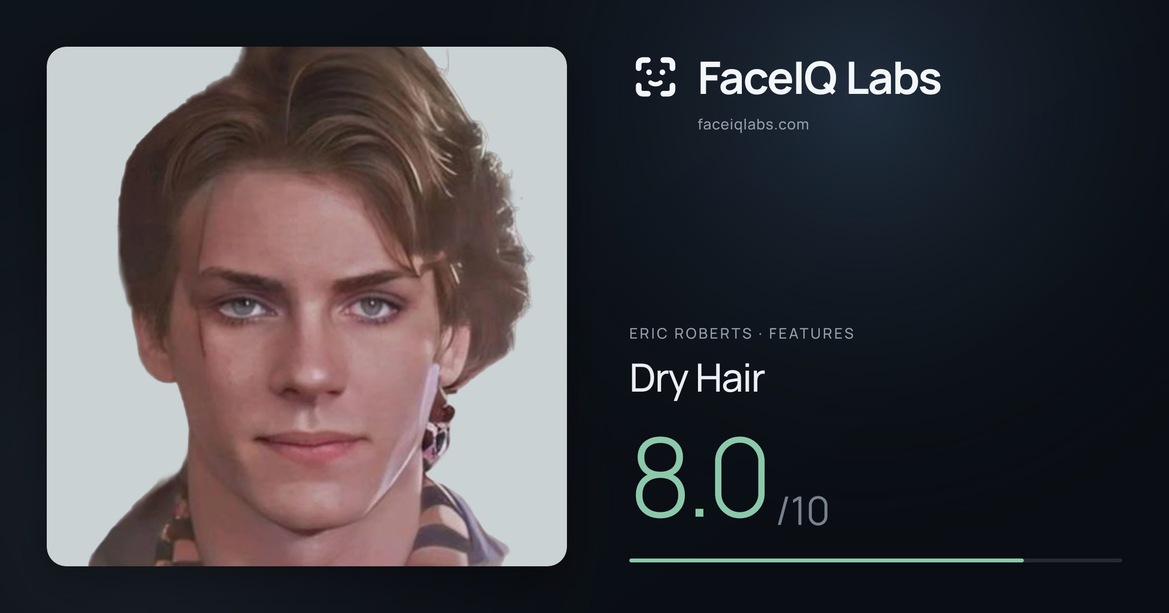 Eric Roberts Dry Hair: 8.0/10, drawn on the photo