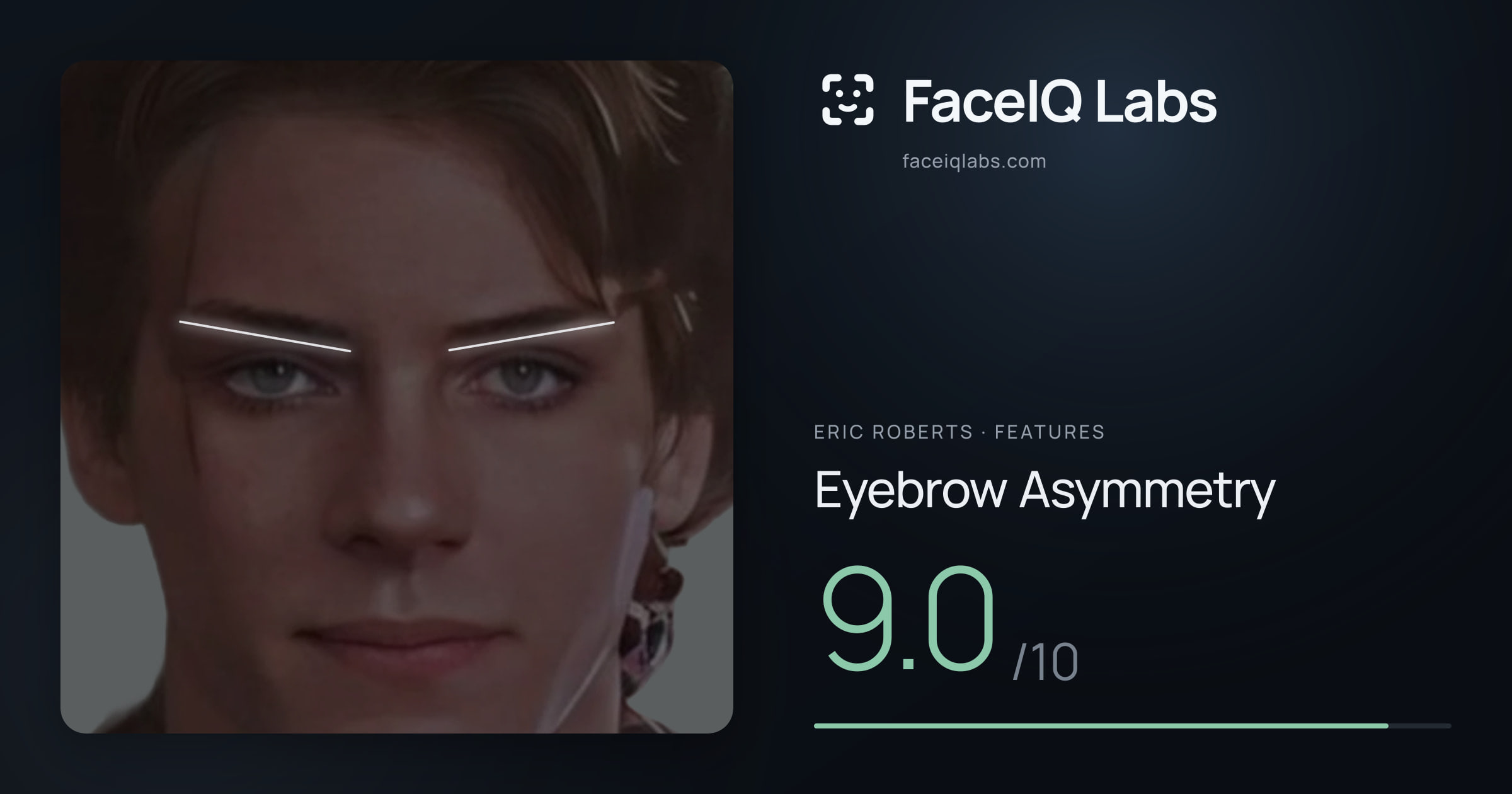 Eric Roberts Eyebrow Asymmetry: 9.0/10, drawn on the photo