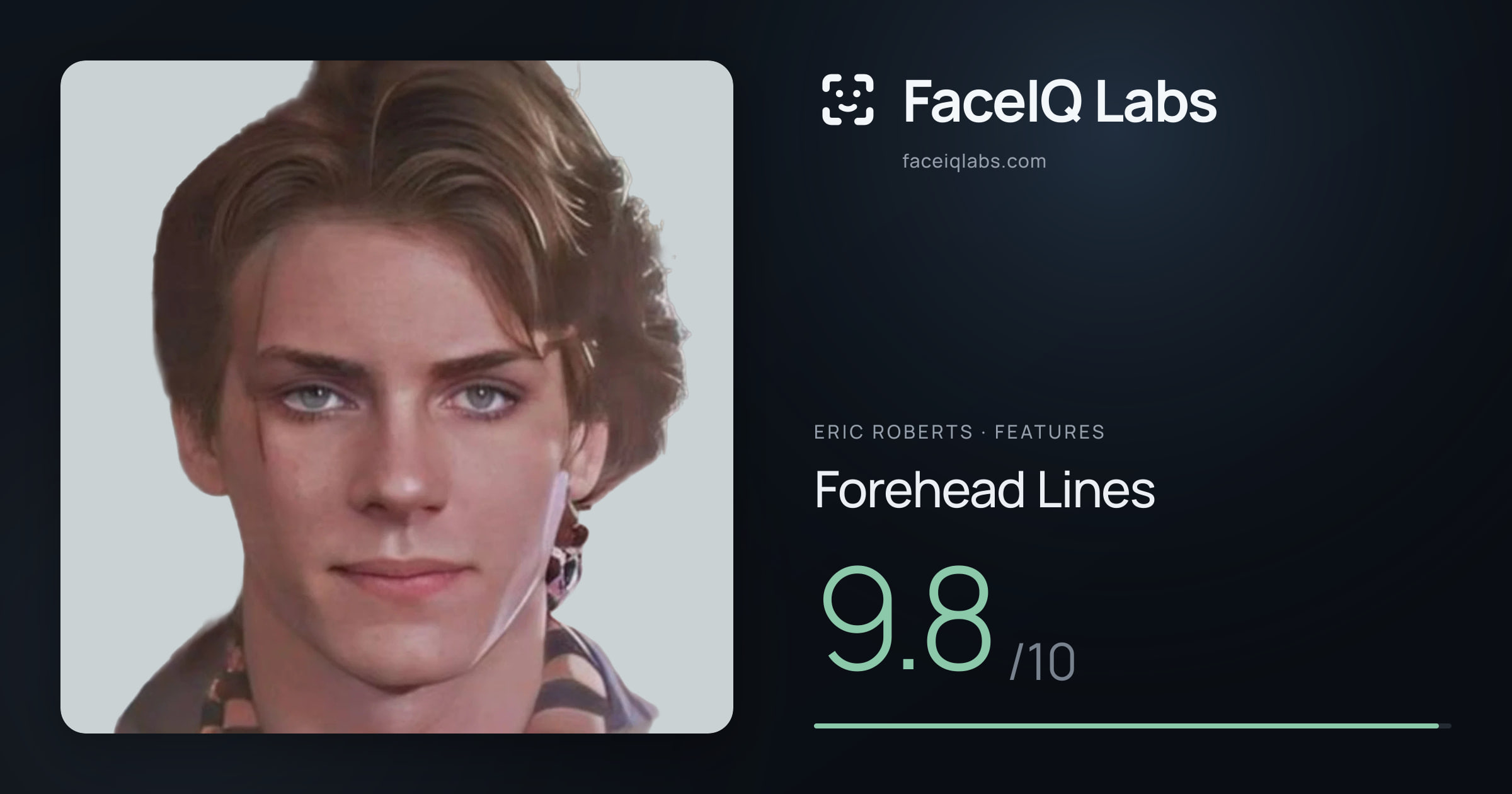 Eric Roberts Forehead Lines: 9.8/10, drawn on the photo