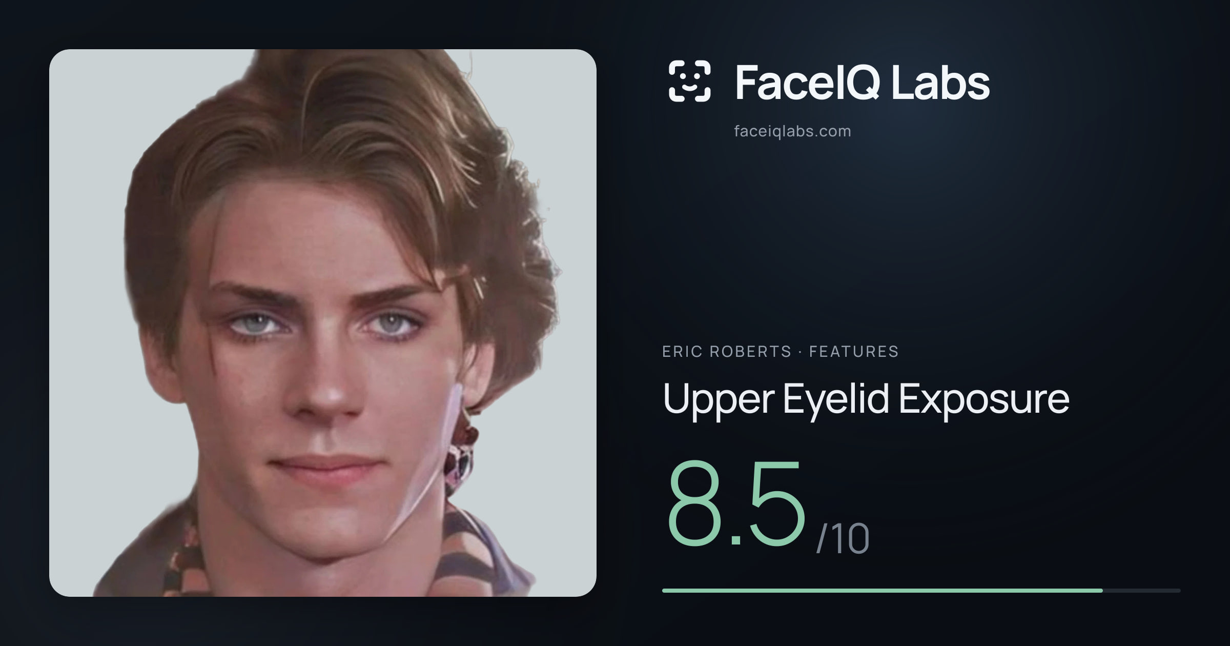 Eric Roberts Upper Eyelid Exposure: 8.5/10, drawn on the photo