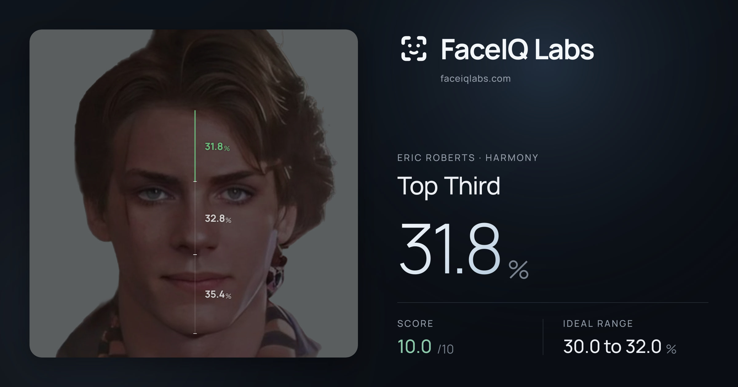 Eric Roberts Top Third: 31.8%, drawn on the photo