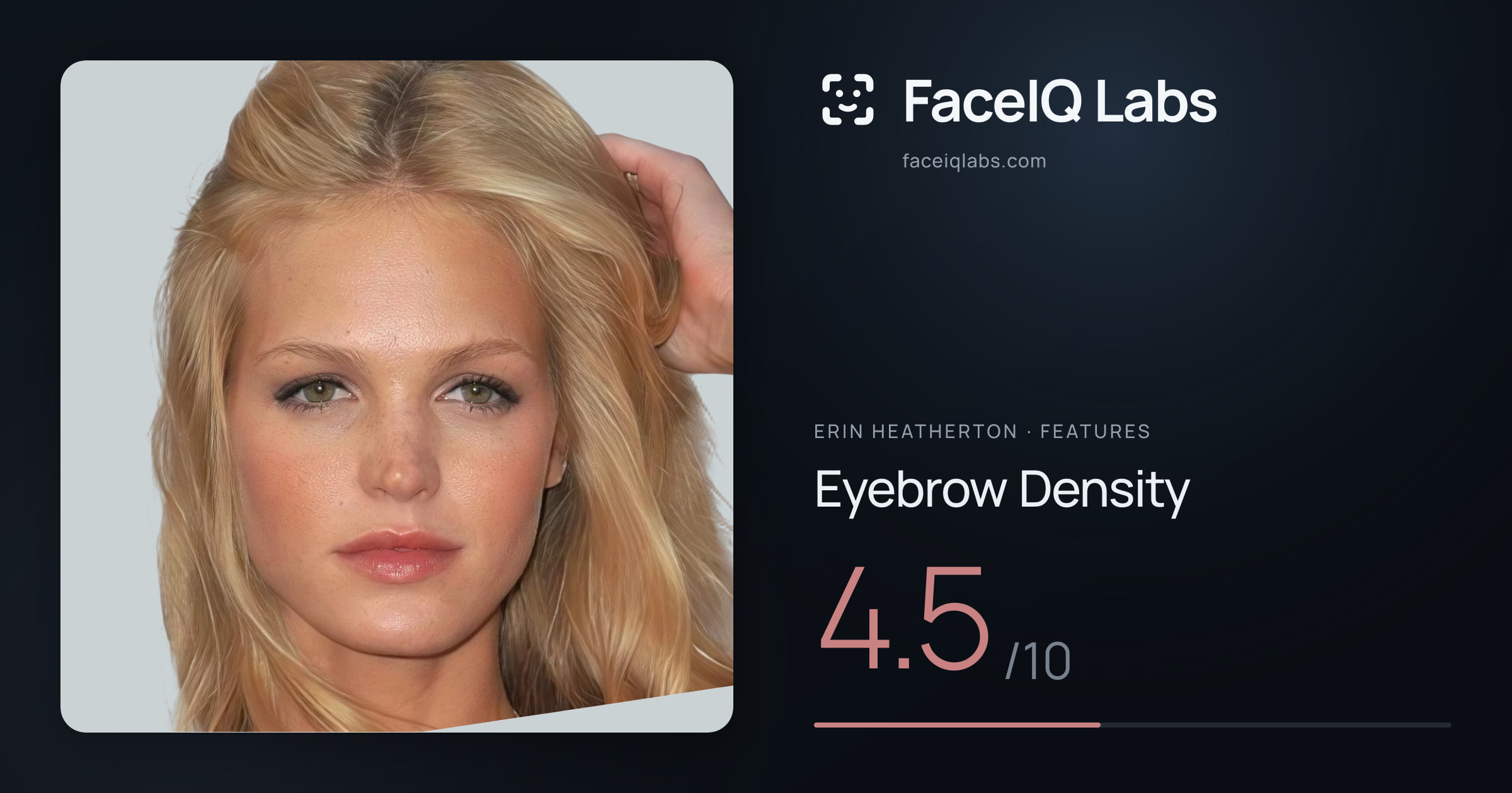 Erin Heatherton Eyebrow Density: 4.5/10, drawn on the photo