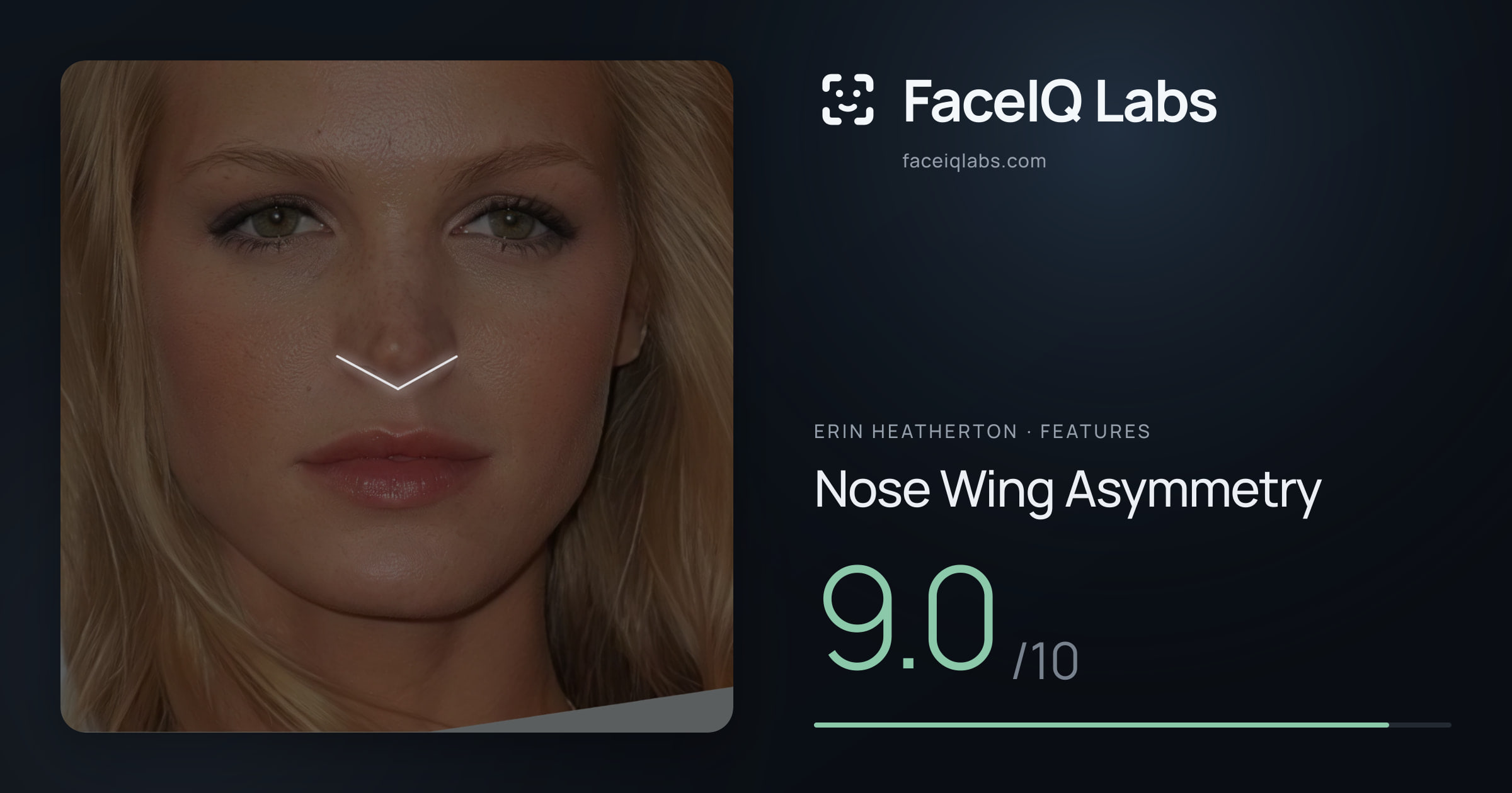 Erin Heatherton Nose Wing Asymmetry: 9.0/10, drawn on the photo