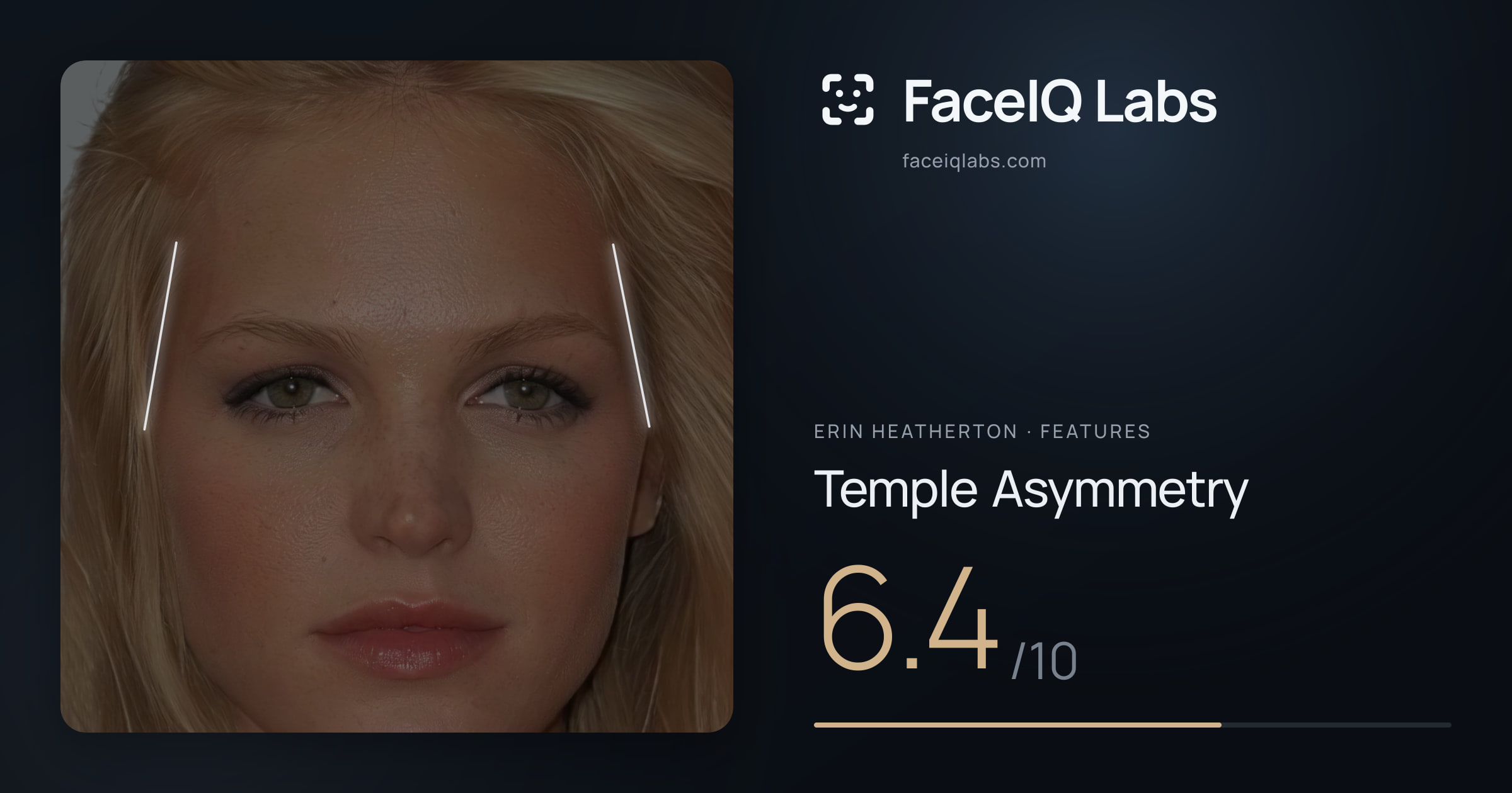 Erin Heatherton Temple Asymmetry: 6.4/10, drawn on the photo